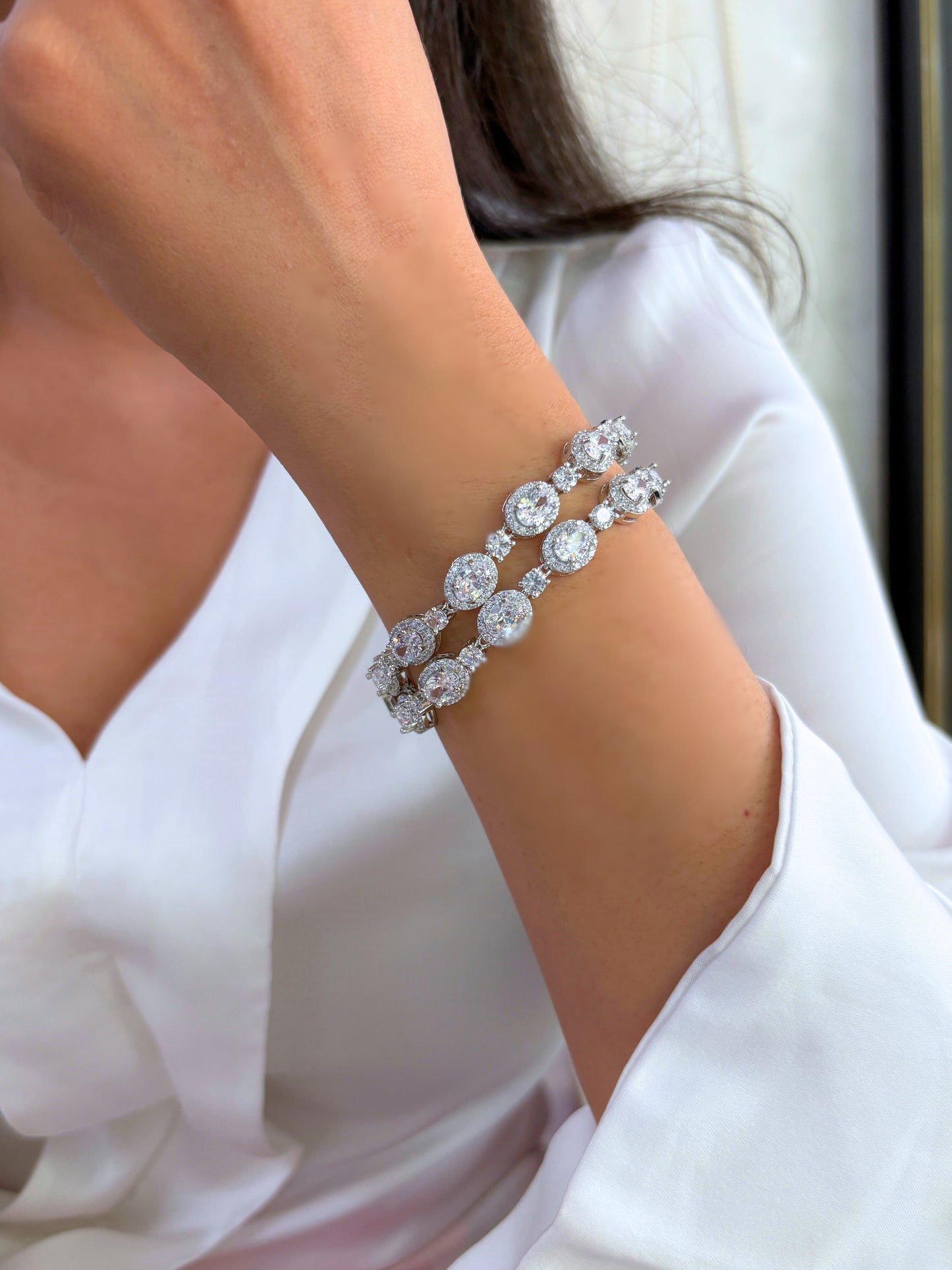 Lyra Modern Two Line Oval Diamond Bracelet