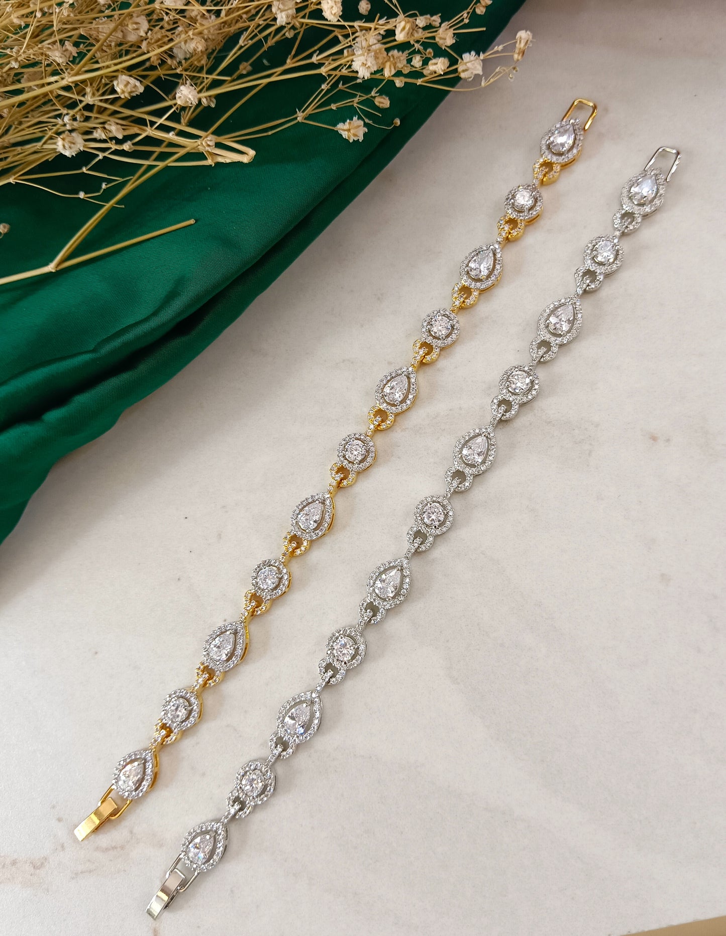 Pear Round Solitaire Diamond Bracelet