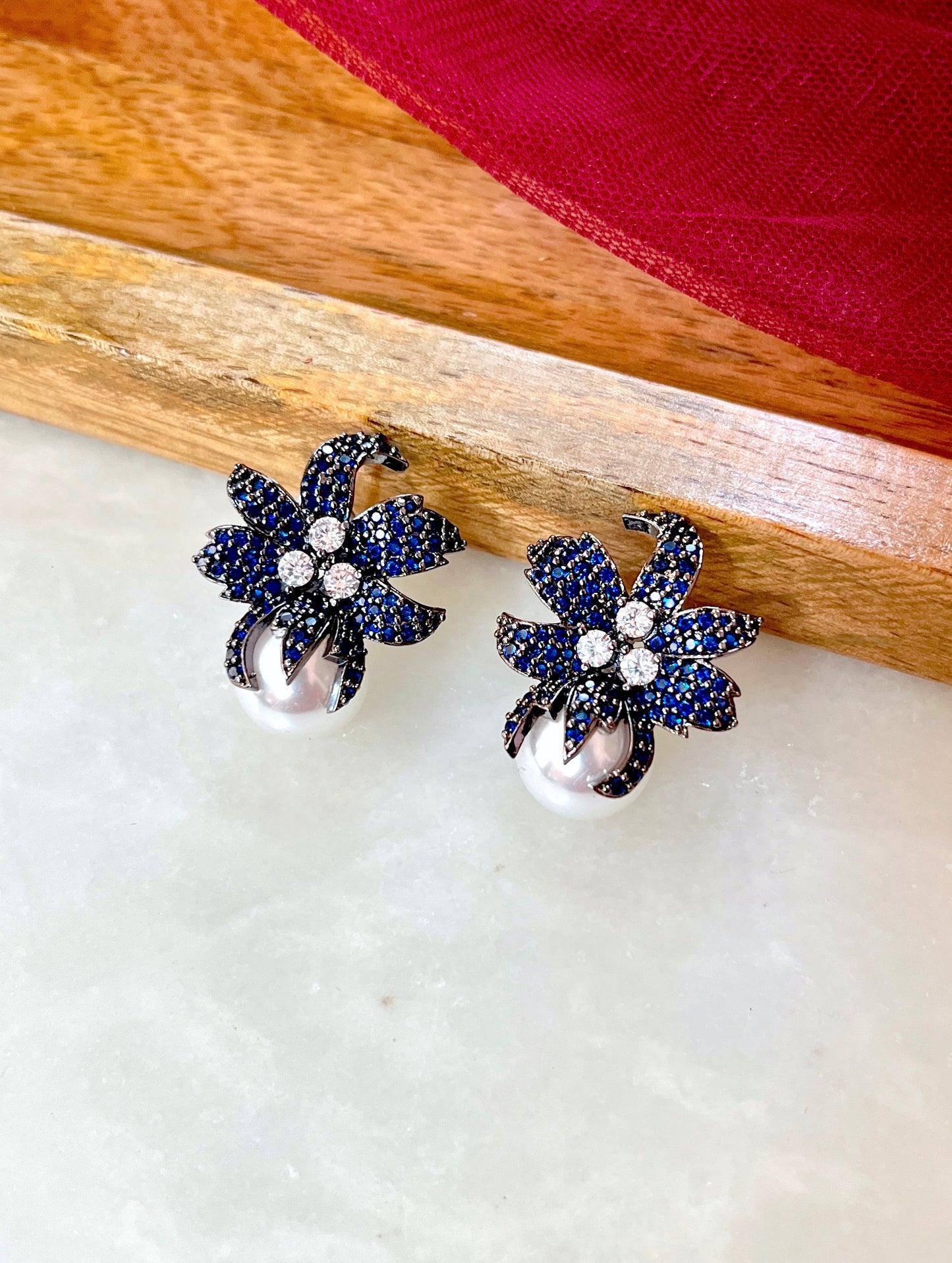 Spring Diamond & Pearl Designer Studs