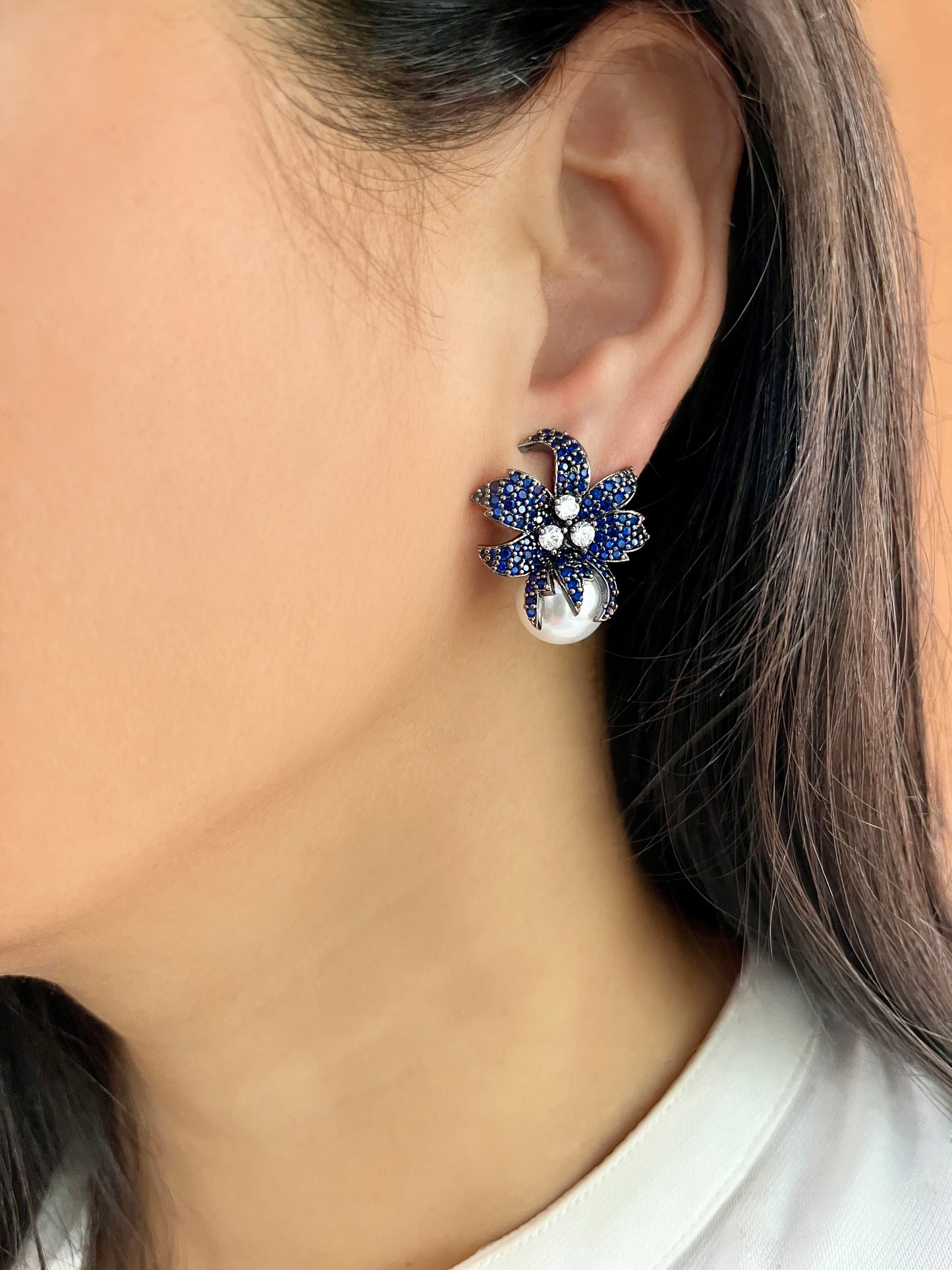 Spring Diamond & Pearl Designer Studs