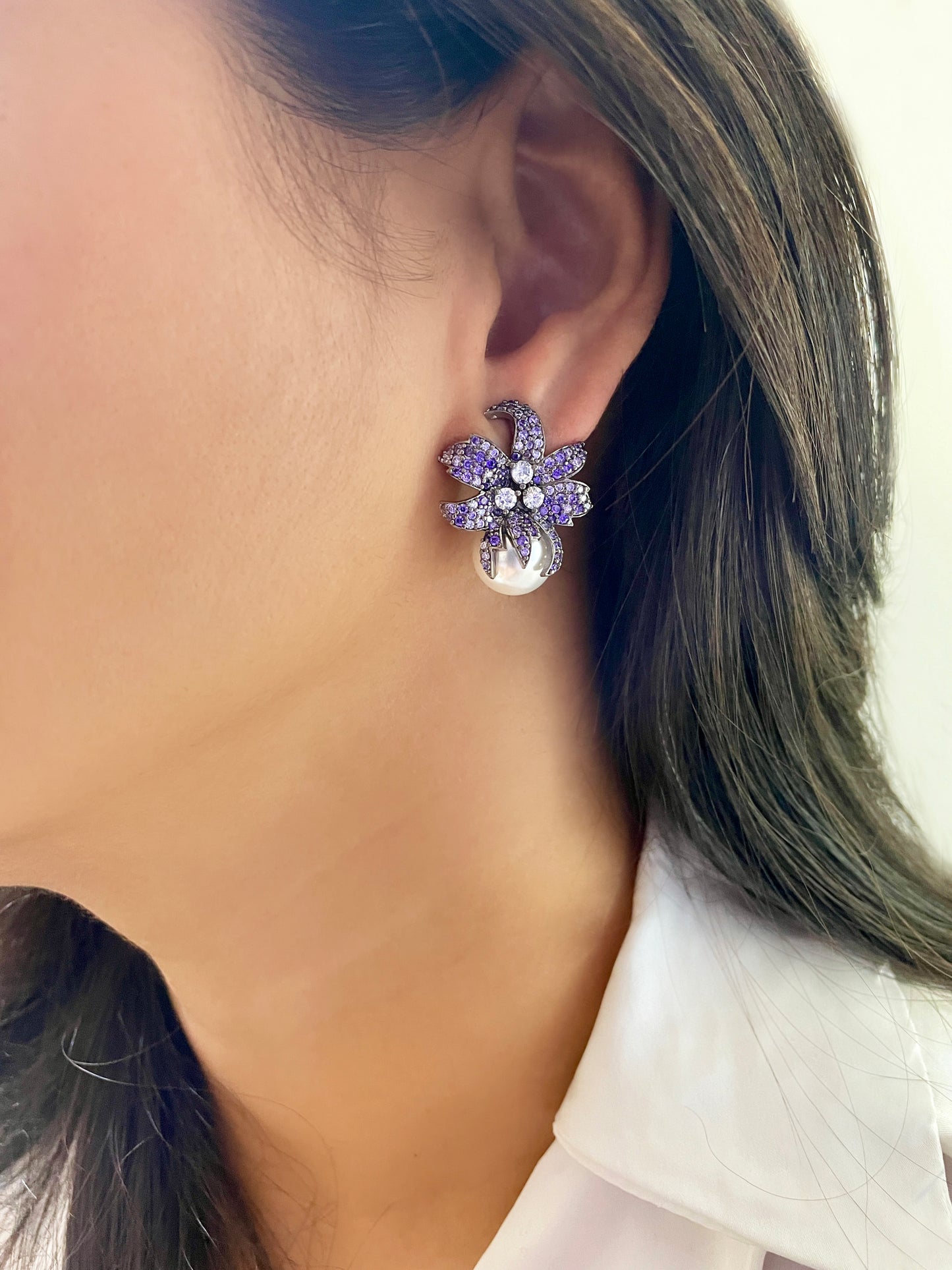Spring Diamond & Pearl Designer Studs