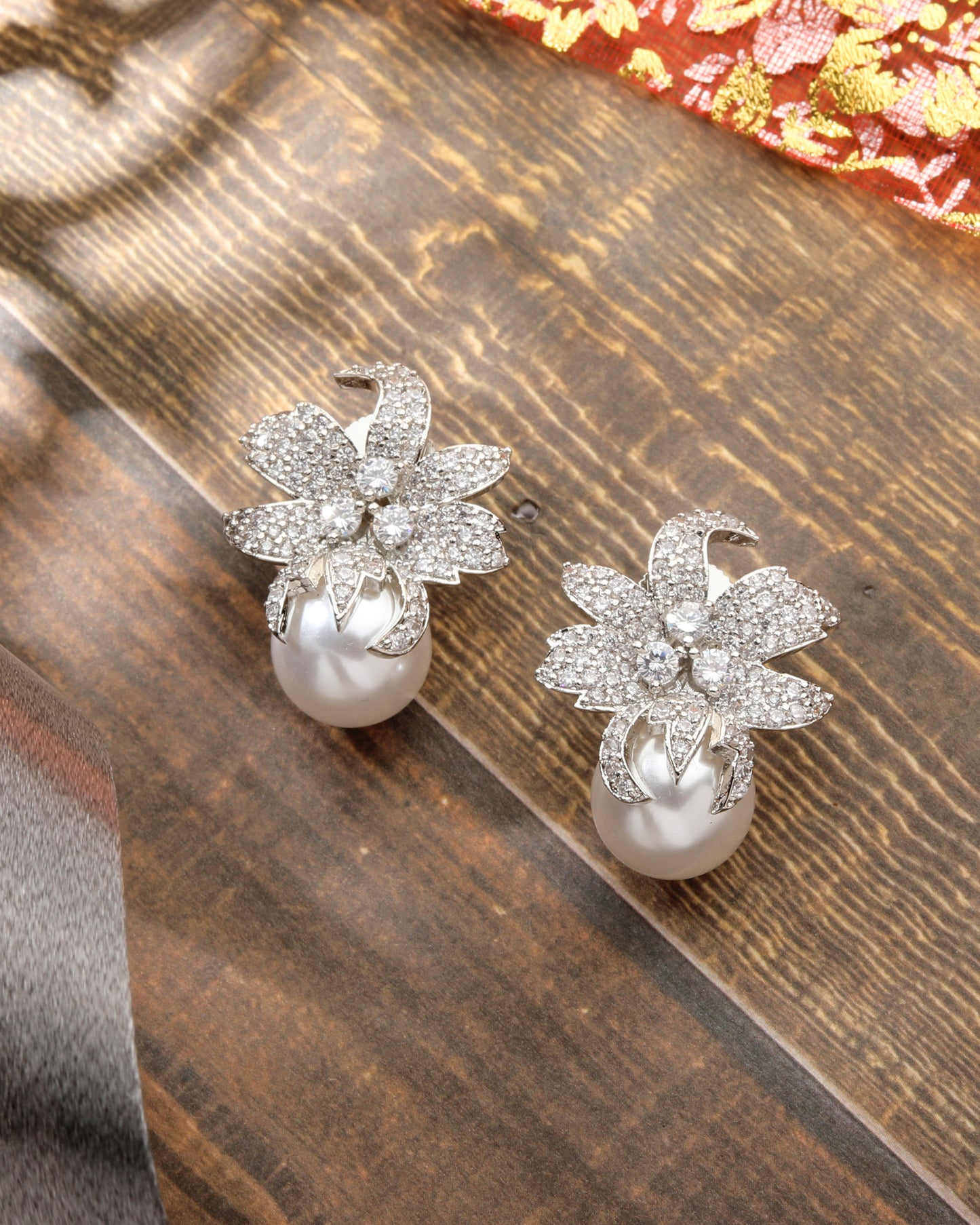 Spring Diamond & Pearl Designer Studs