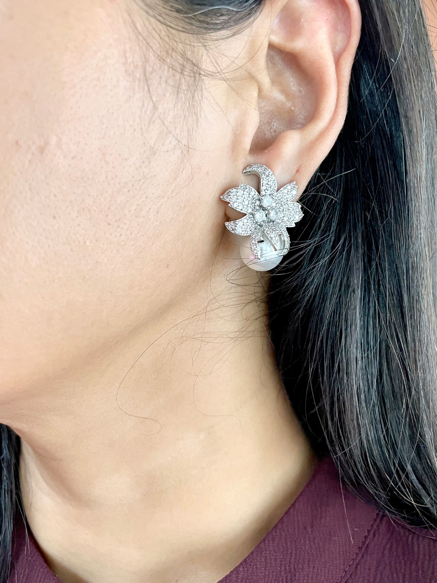 Spring Diamond & Pearl Designer Studs