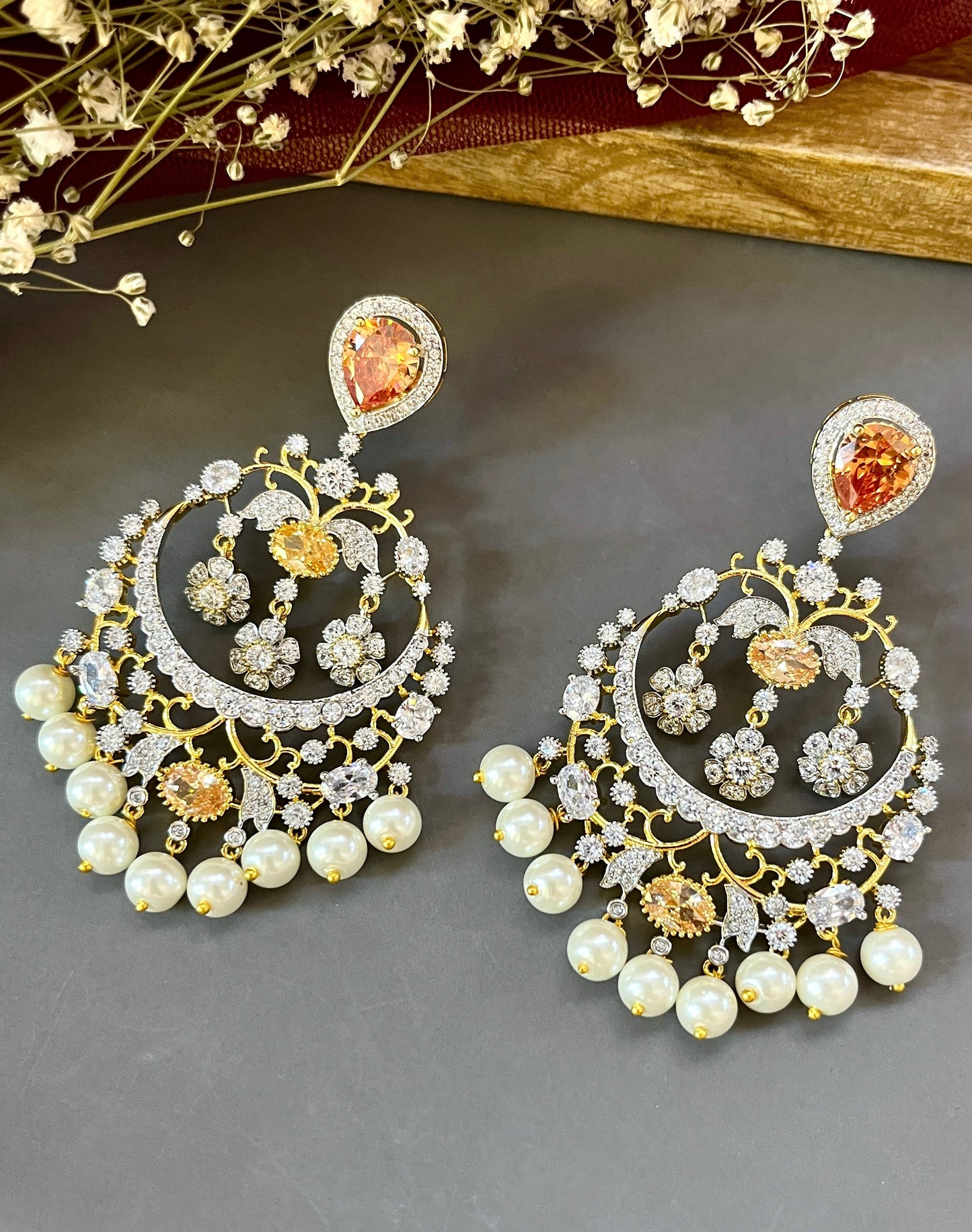 Vanya Diamond & Pearl Designer Chandbali