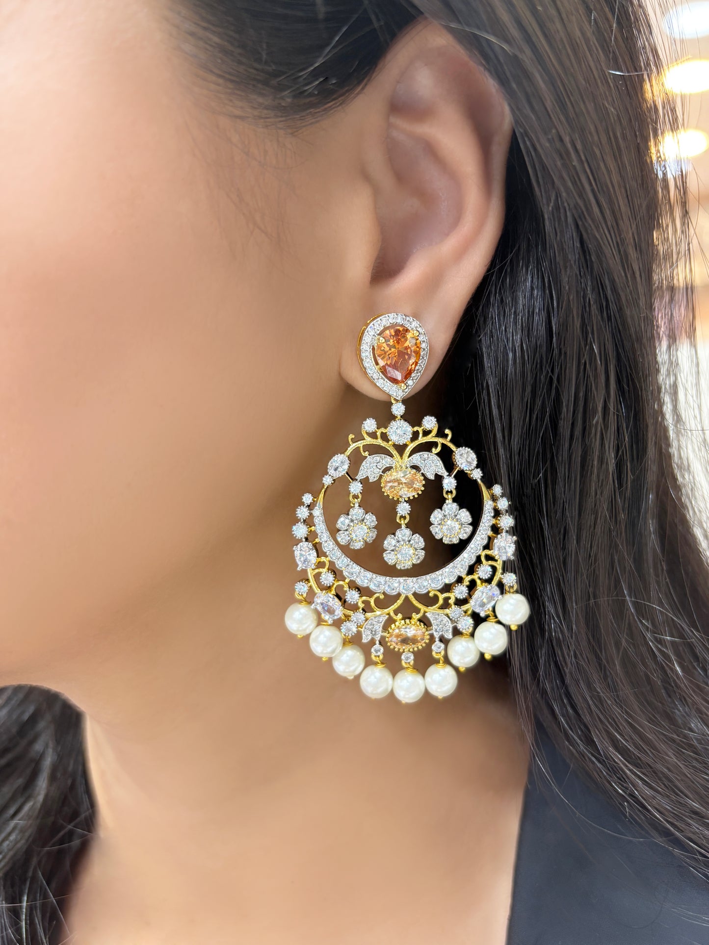 Vanya Diamond & Pearl Designer Chandbali
