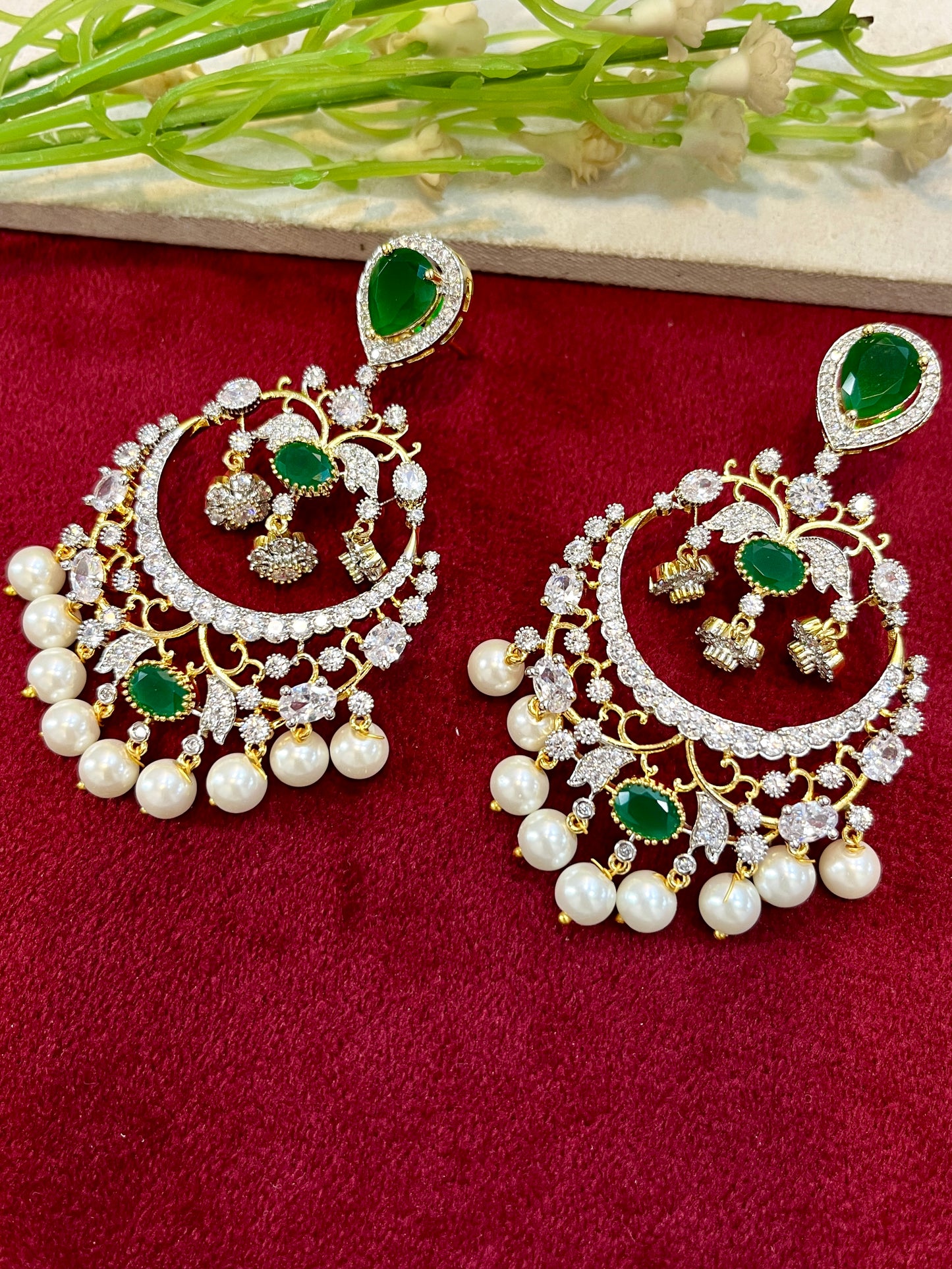 Vanya Diamond & Pearl Designer Chandbali