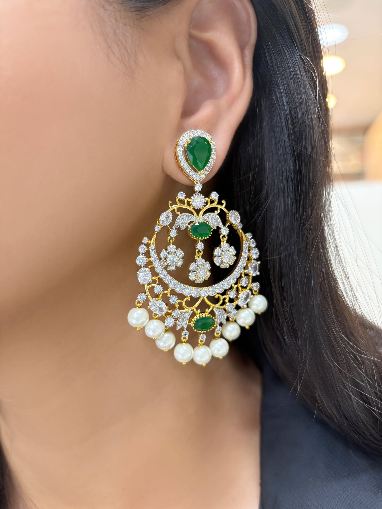 Vanya Diamond & Pearl Designer Chandbali