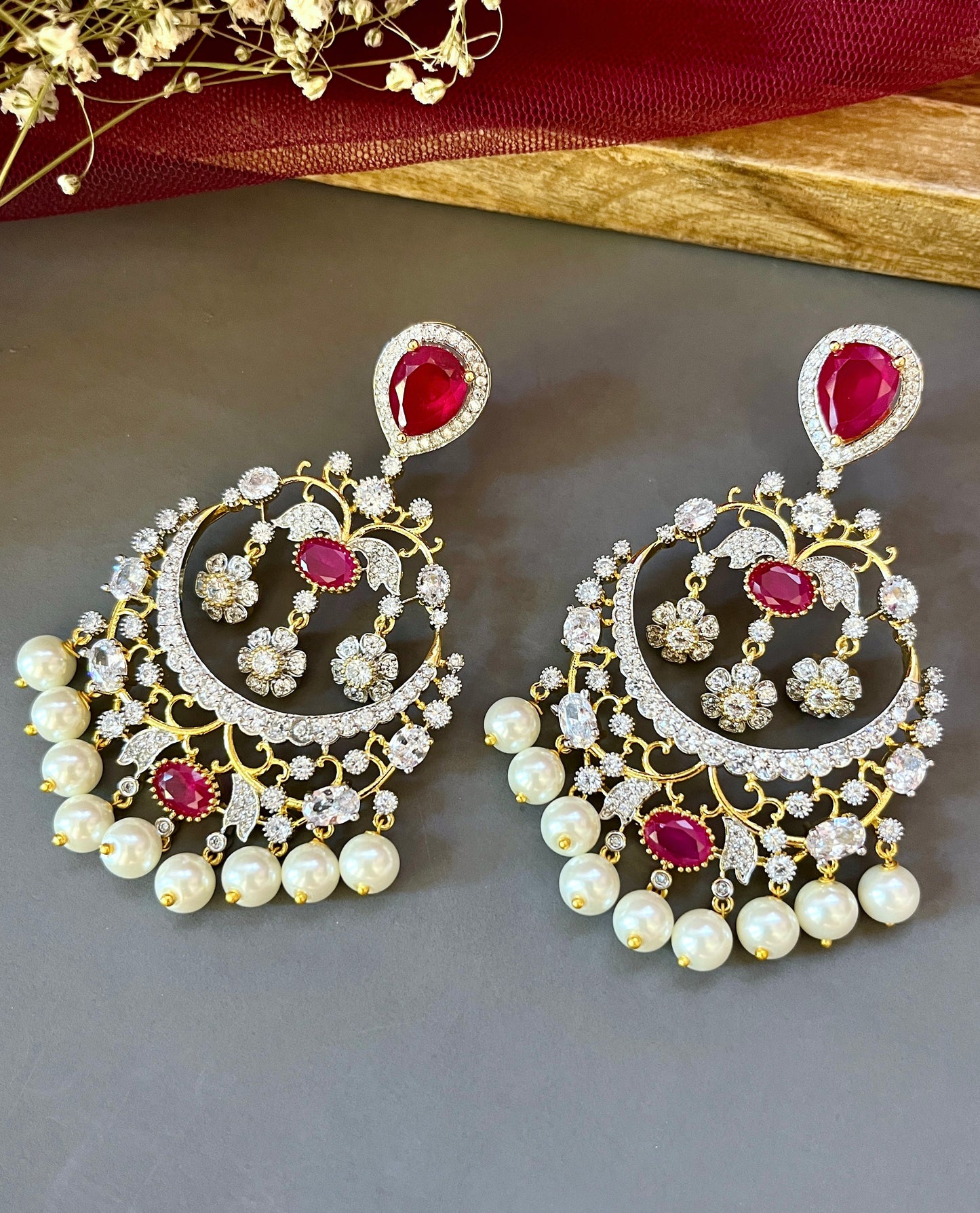 Vanya Diamond & Pearl Designer Chandbali