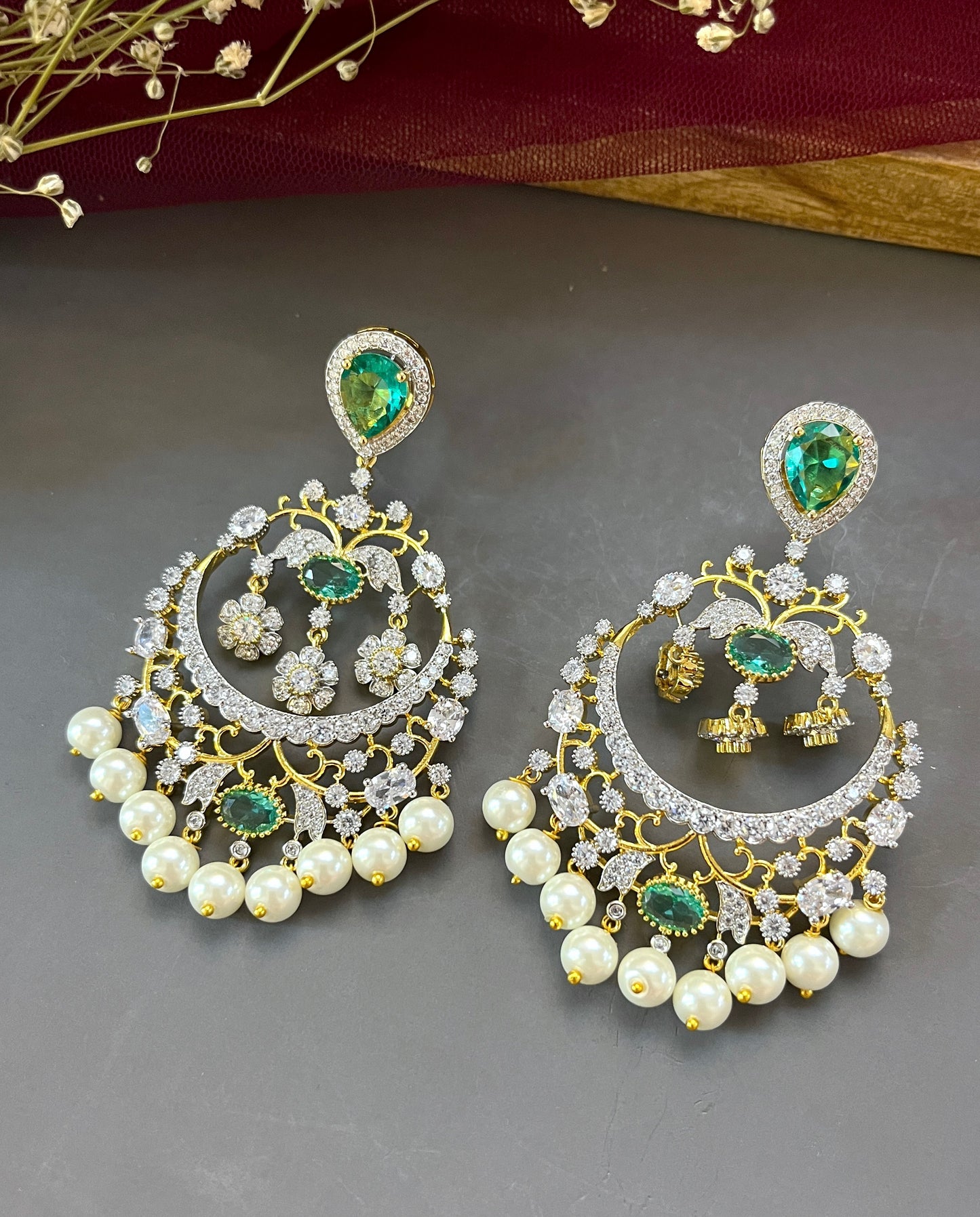 Vanya Diamond & Pearl Designer Chandbali