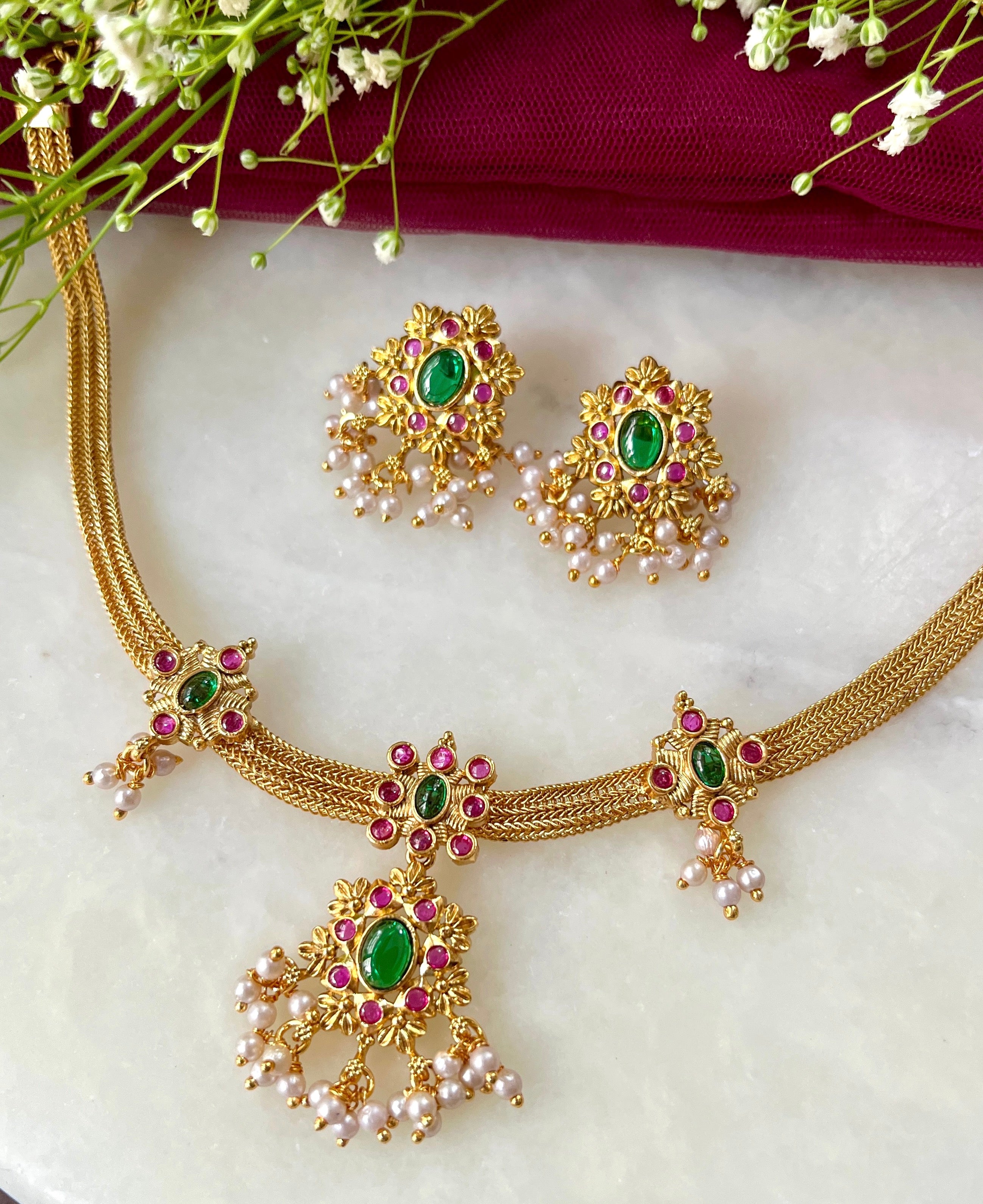 Vashti Gold Plated Designer Choker Set