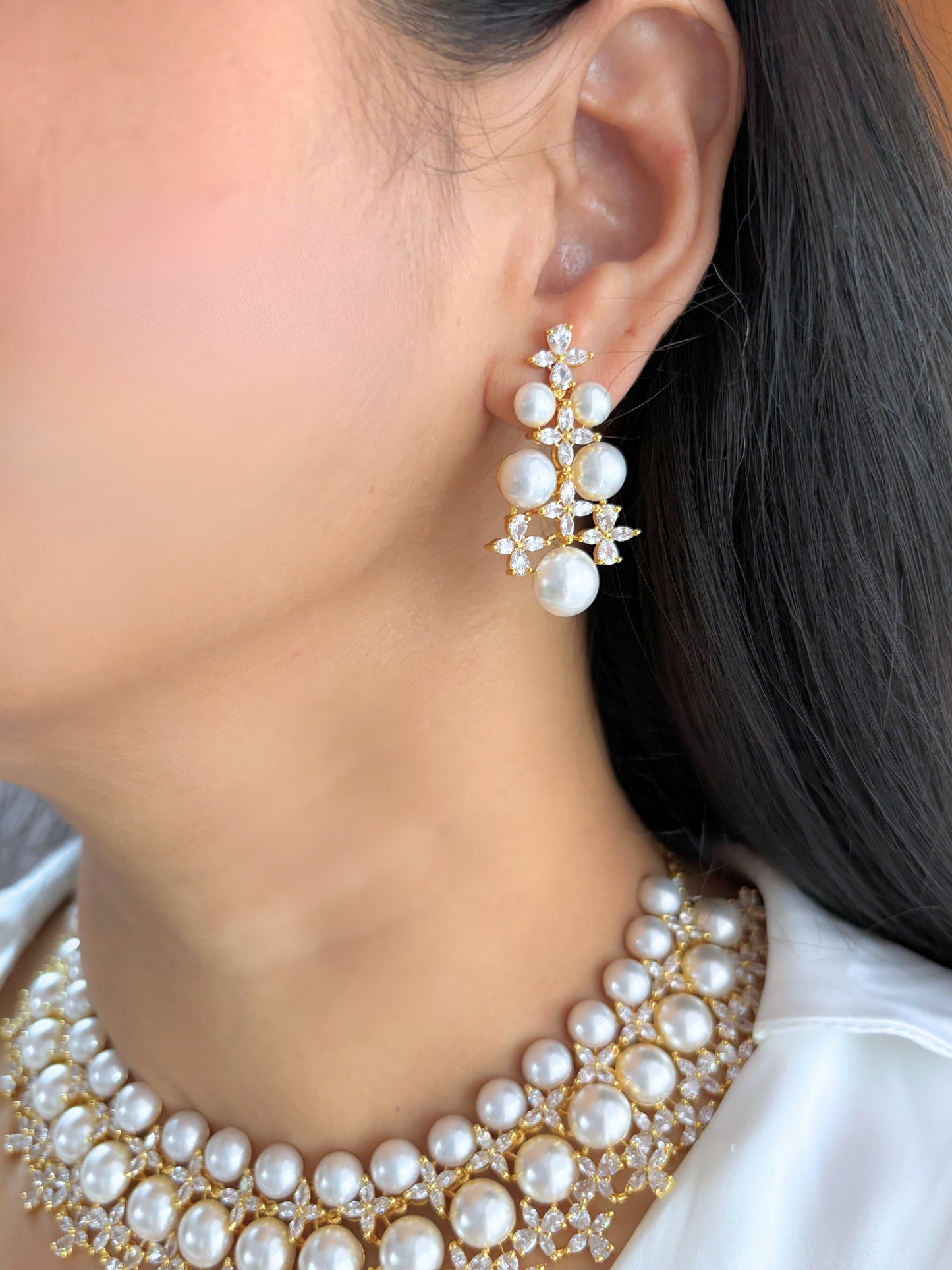 Rachel Pearl Diamond Necklace Set