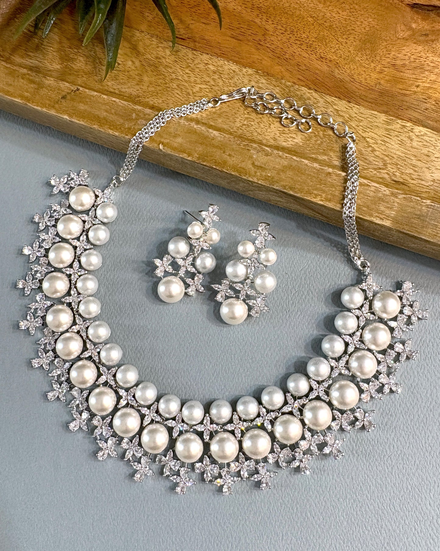 Rachel Pearl Diamond Necklace Set