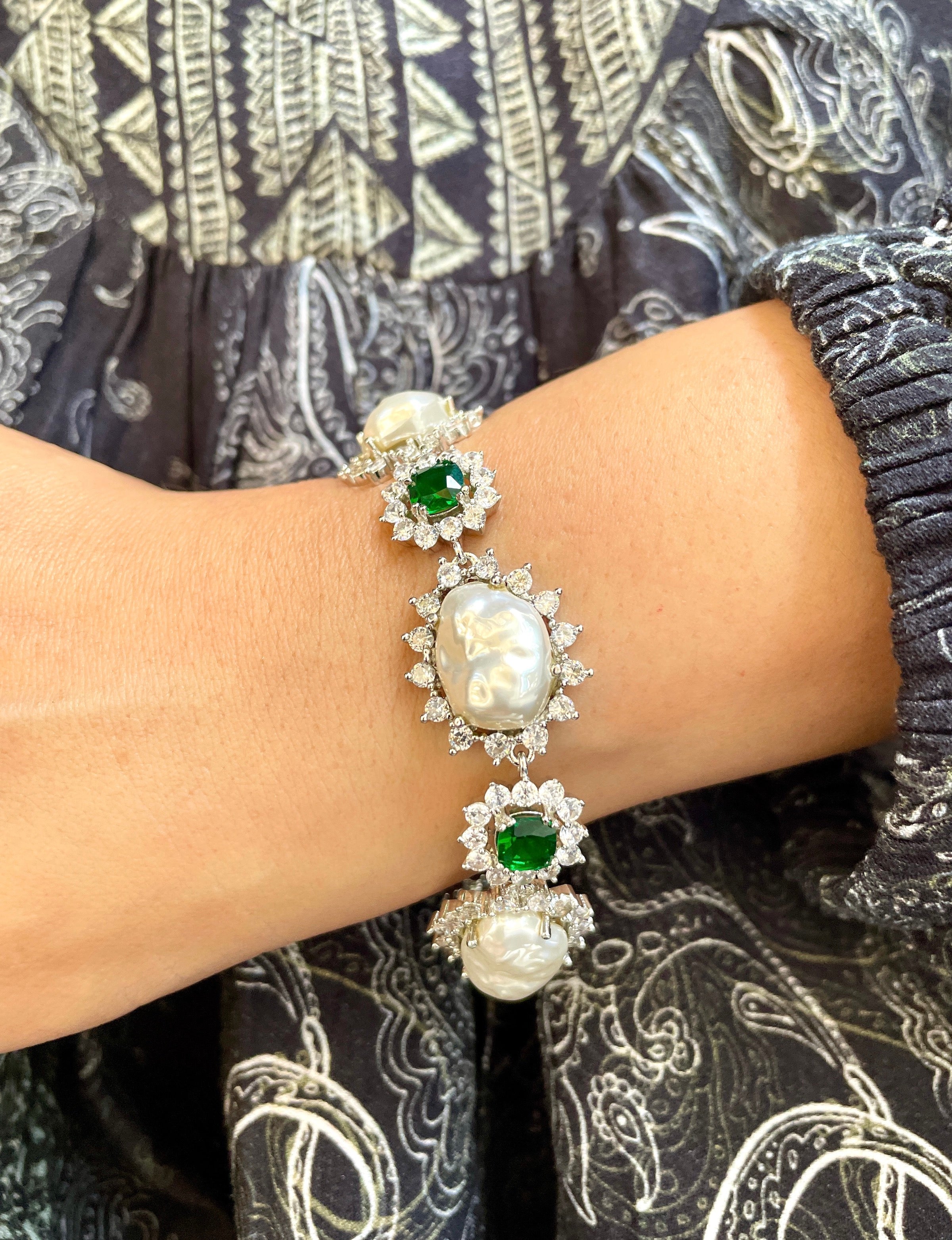 Cathy Baroque Pearl & Diamond Designer Bracelet