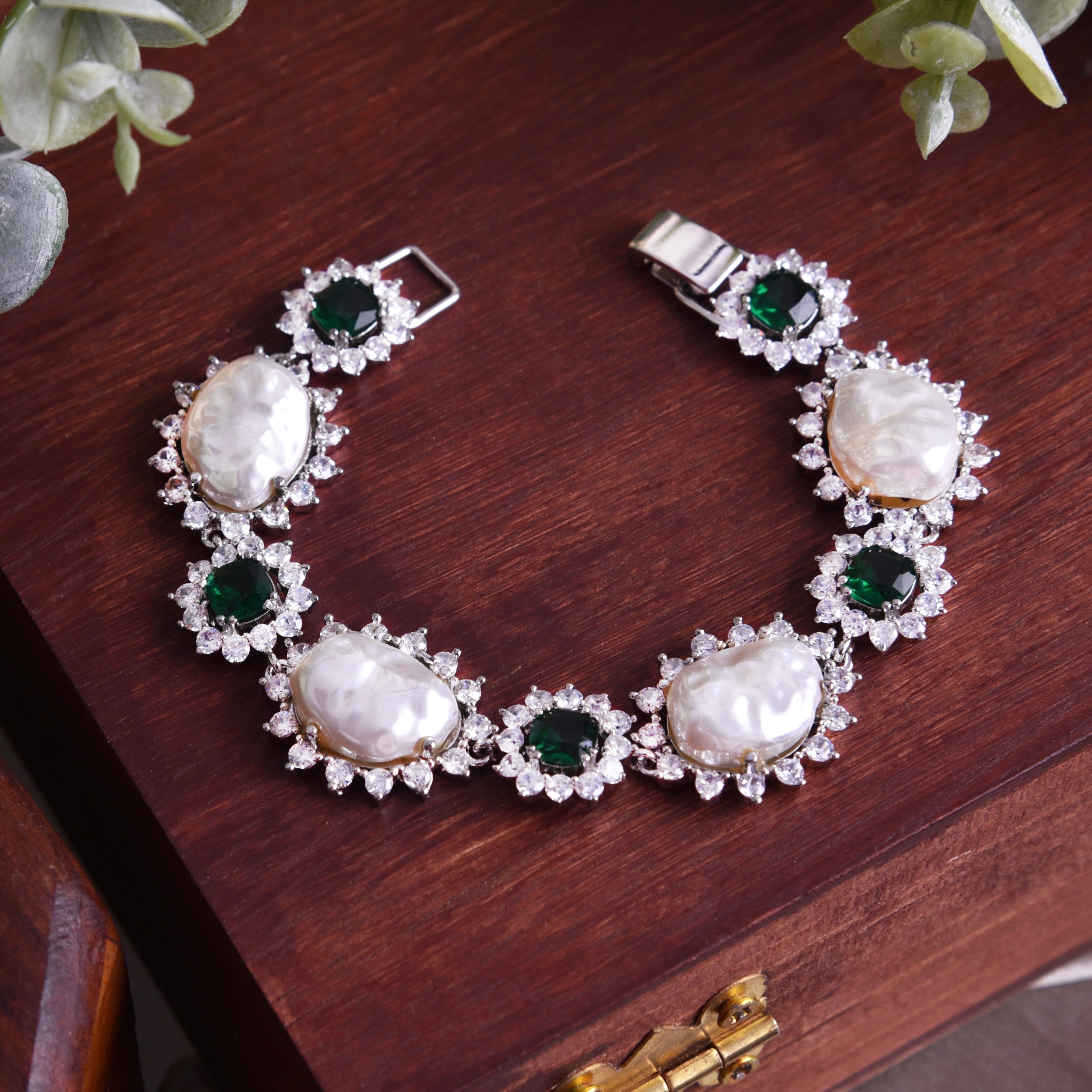 Cathy Baroque Pearl & Diamond Designer Bracelet