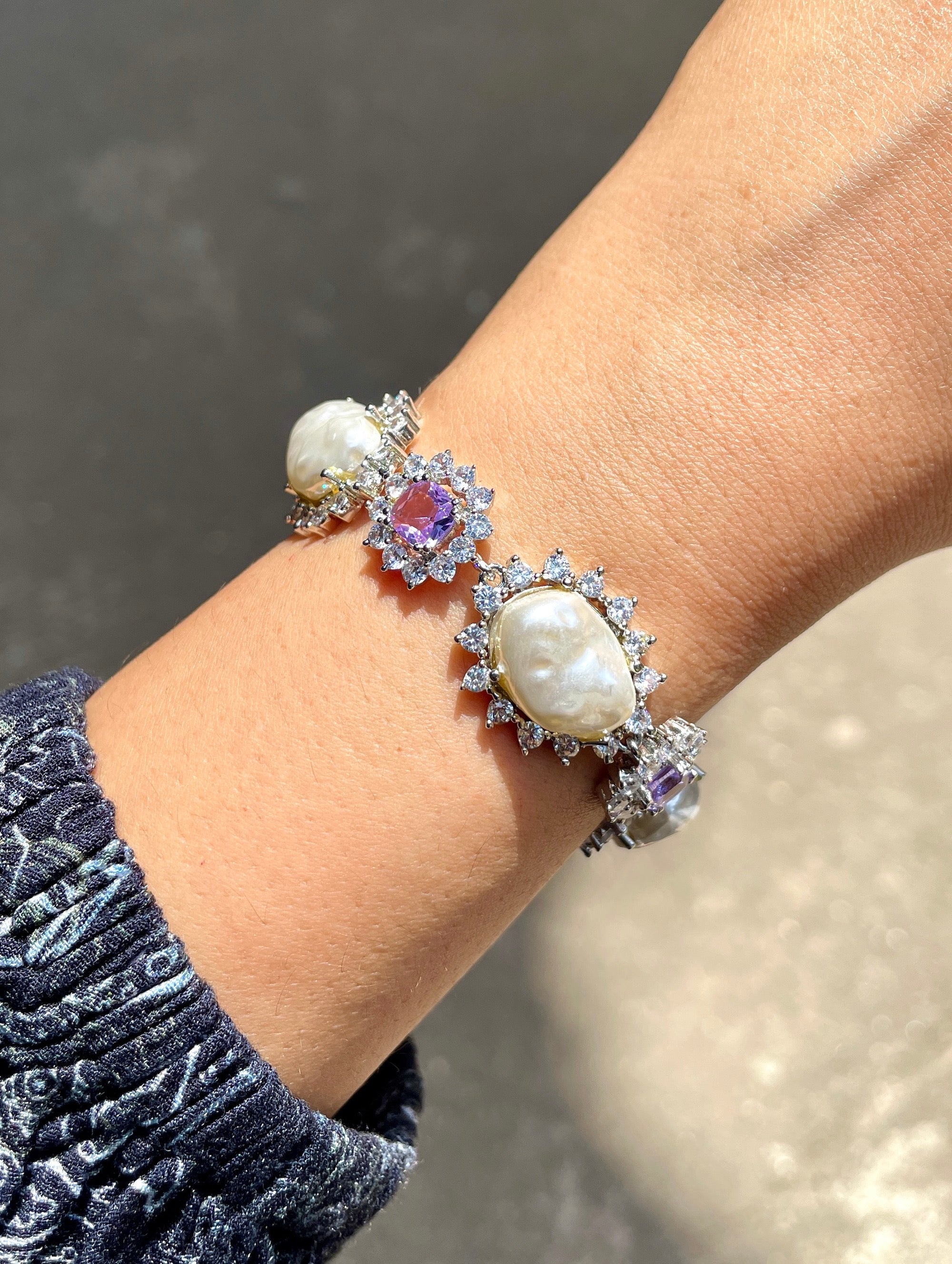 Cathy Baroque Pearl & Diamond Designer Bracelet