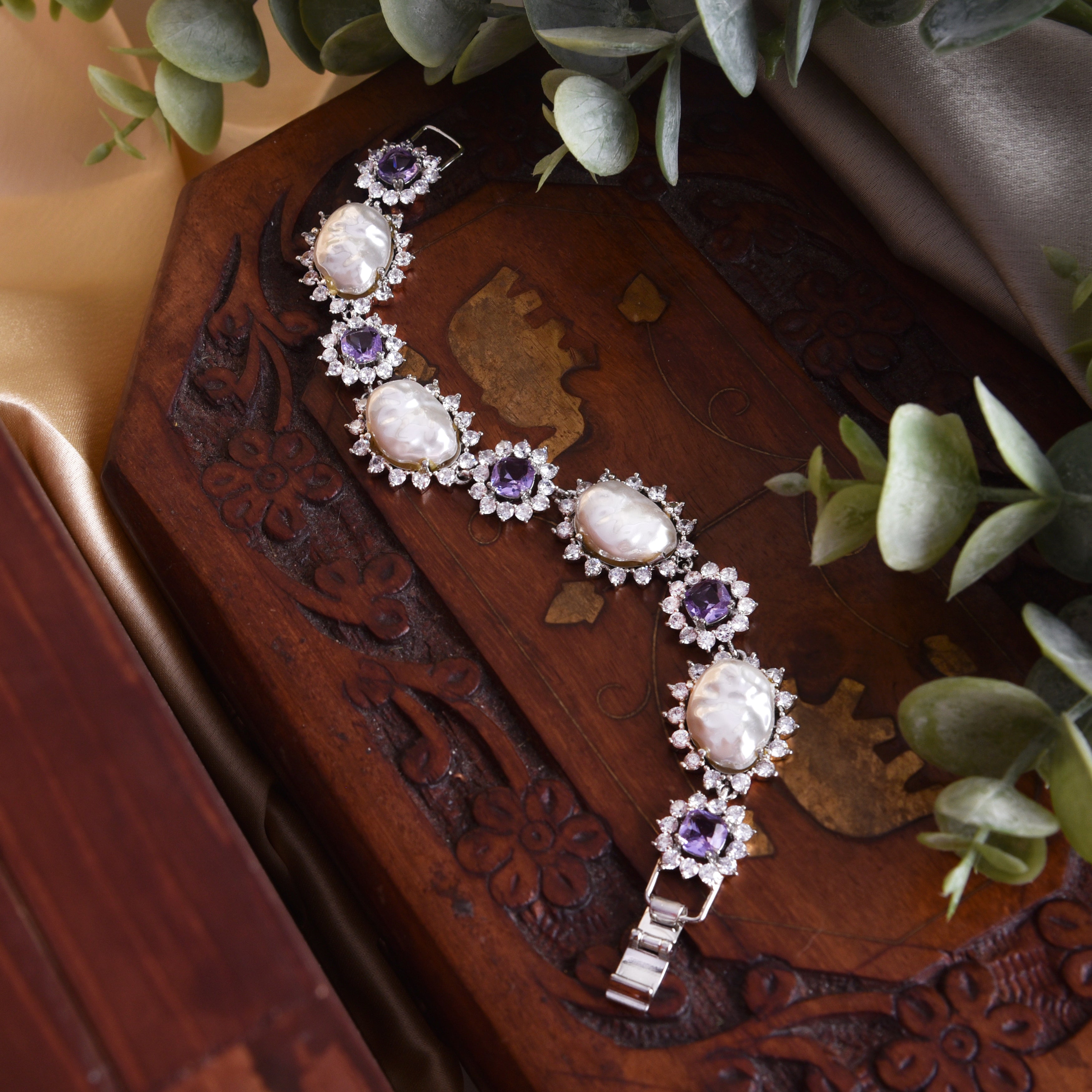 Cathy Baroque Pearl & Diamond Designer Bracelet