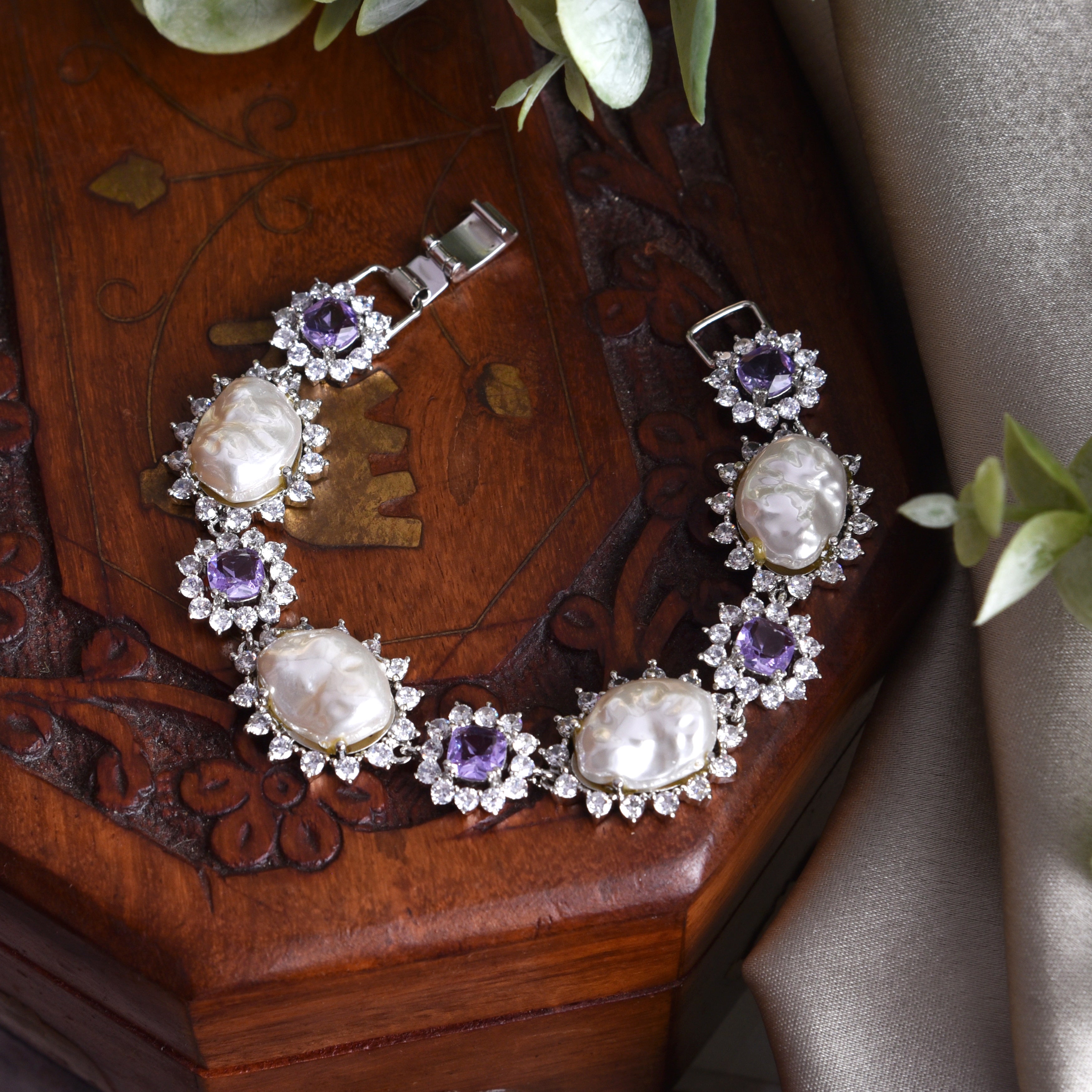 Cathy Baroque Pearl & Diamond Designer Bracelet
