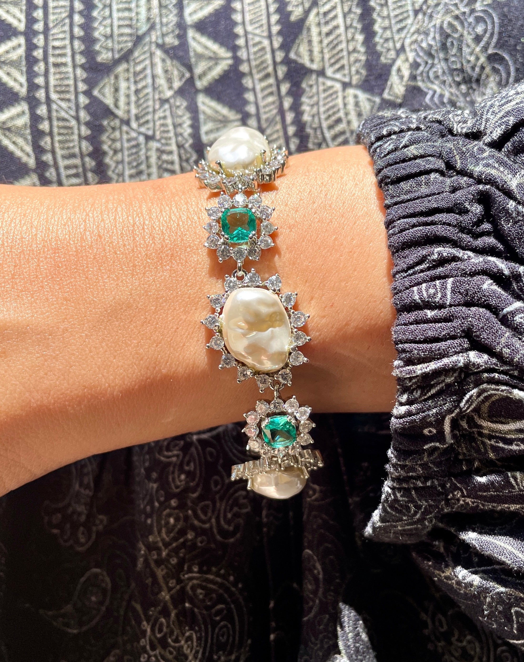 Cathy Baroque Pearl & Diamond Designer Bracelet