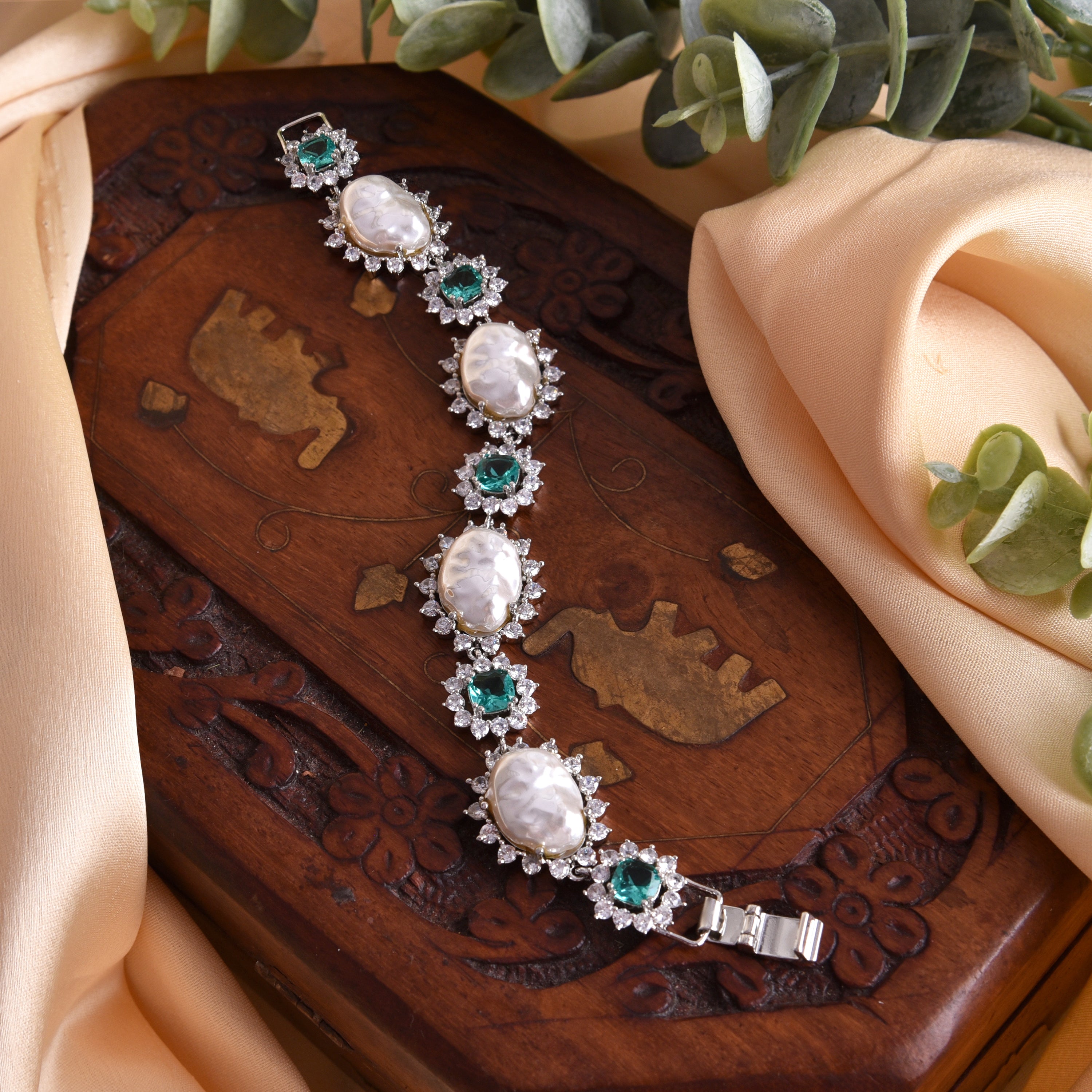 Cathy Baroque Pearl & Diamond Designer Bracelet