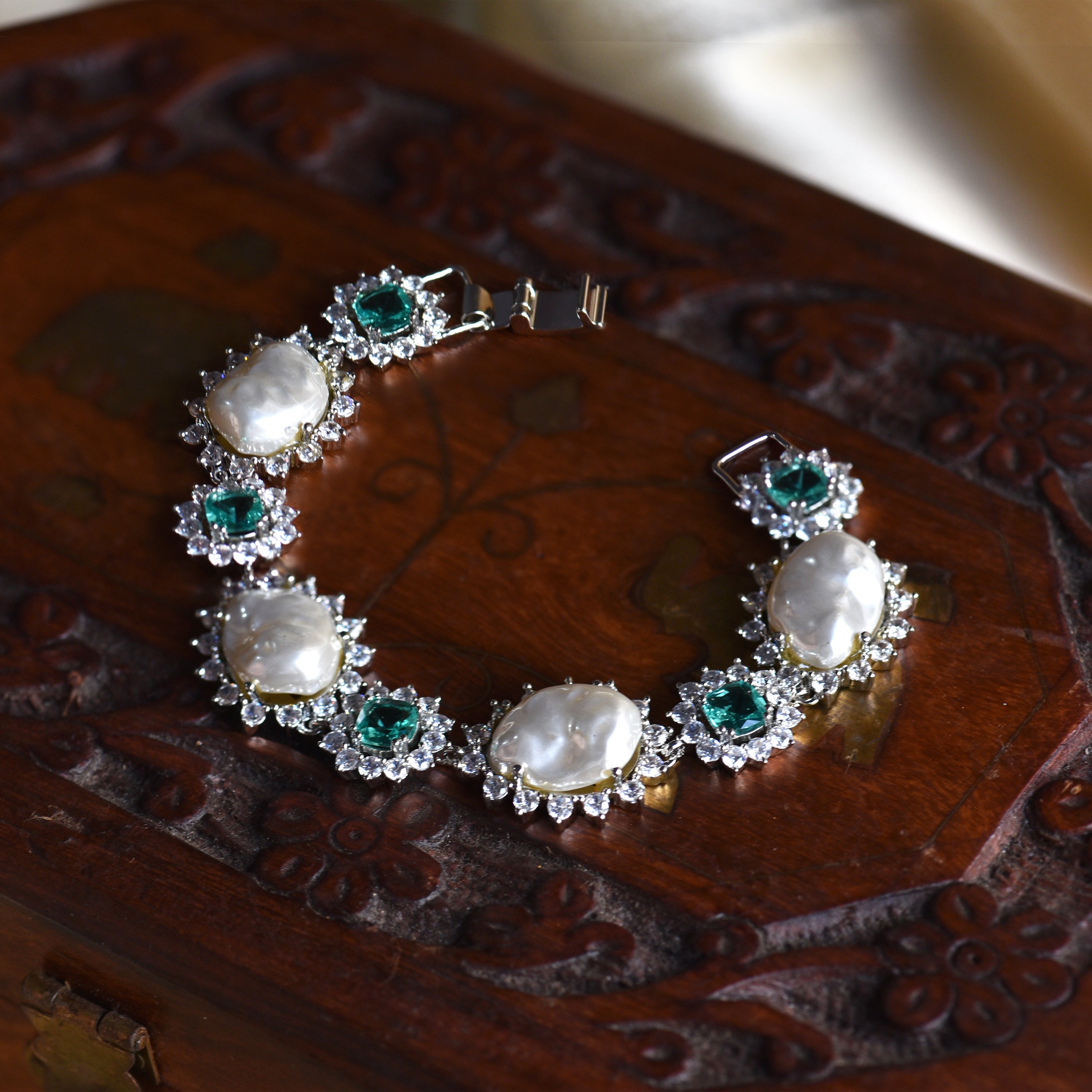 Cathy Baroque Pearl & Diamond Designer Bracelet