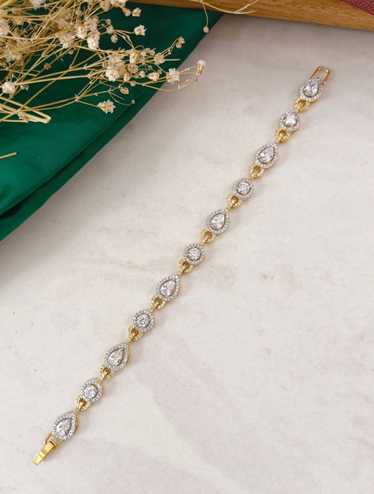 Pear Round Solitaire Diamond Bracelet