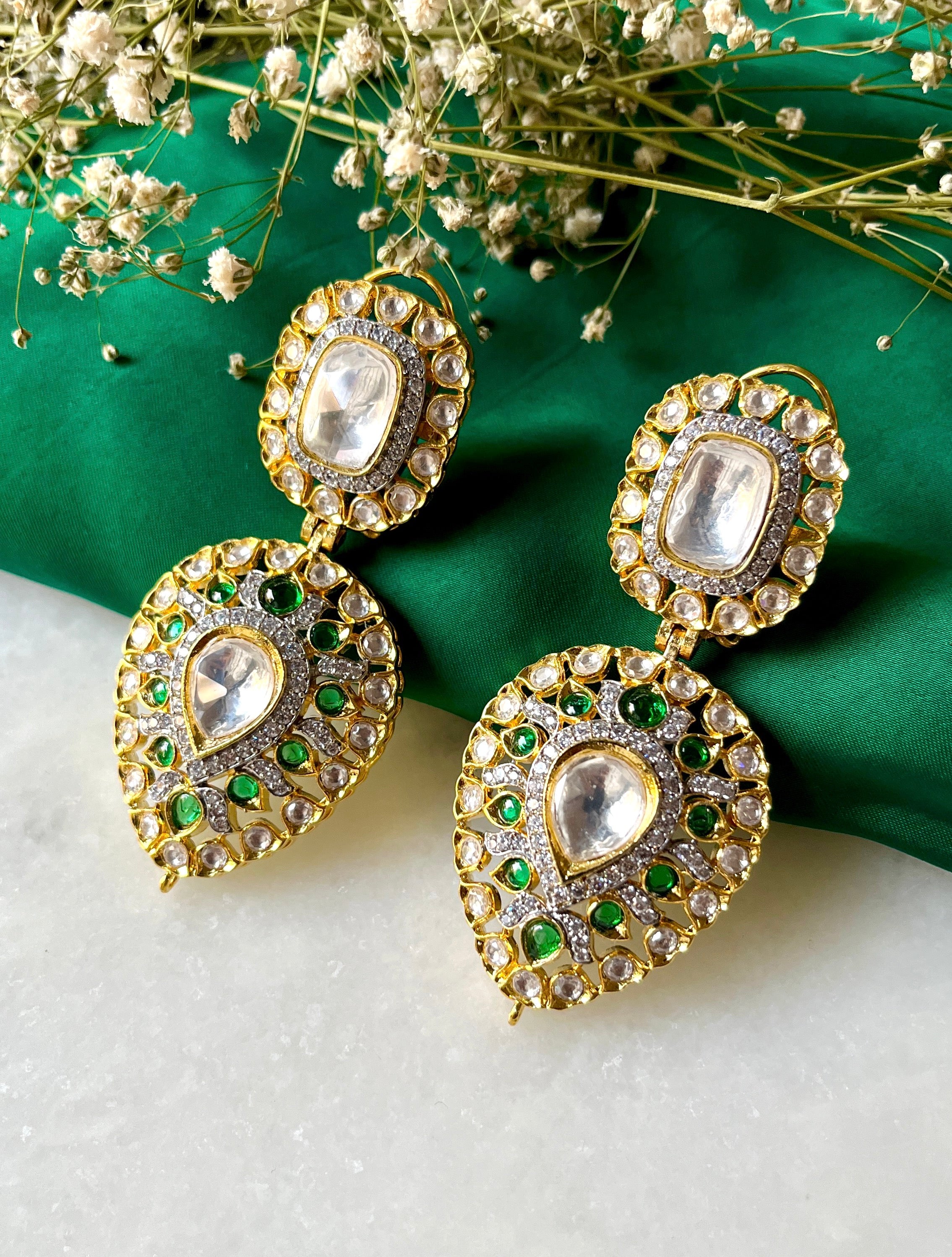Kaabi Gold Plated Polki Earrings