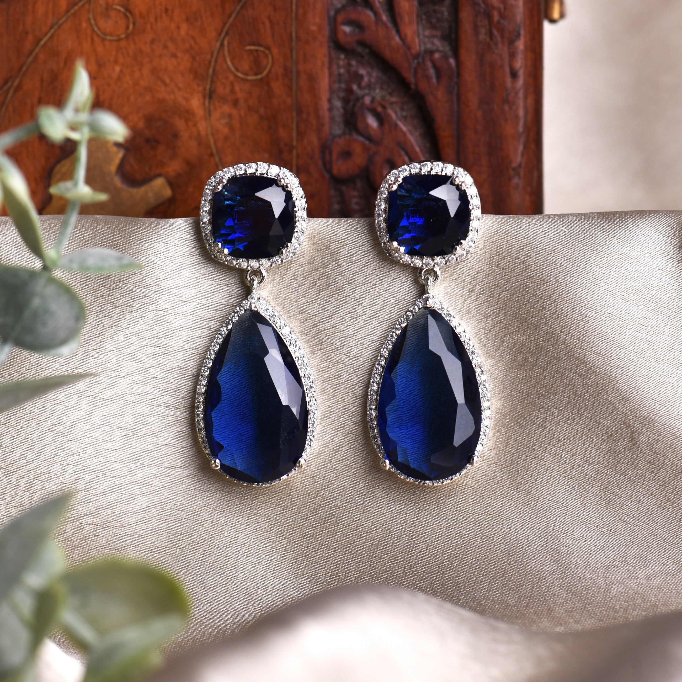 Retro Gemstone & Diamond Earrings