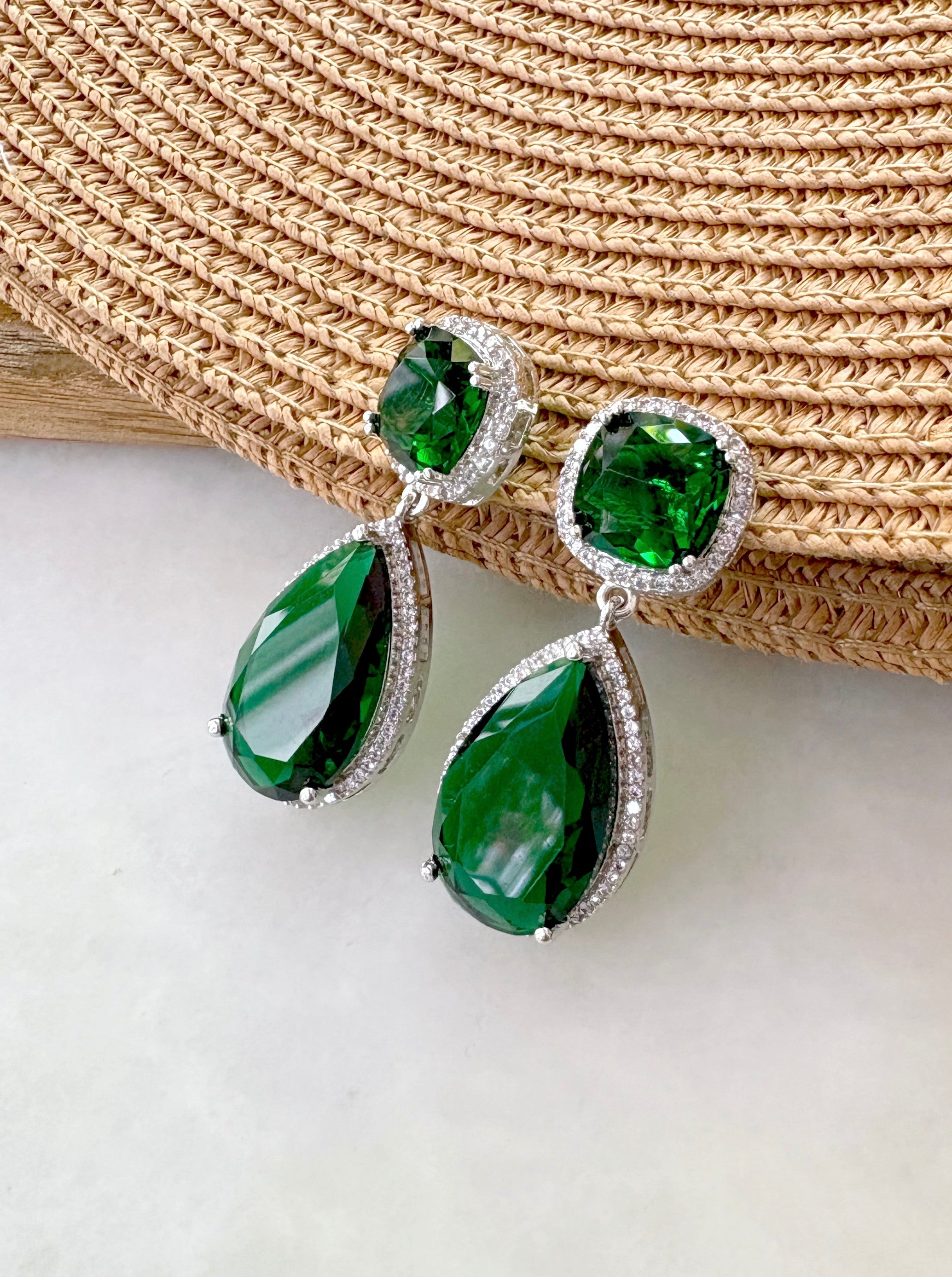 Retro Gemstone & Diamond Earrings