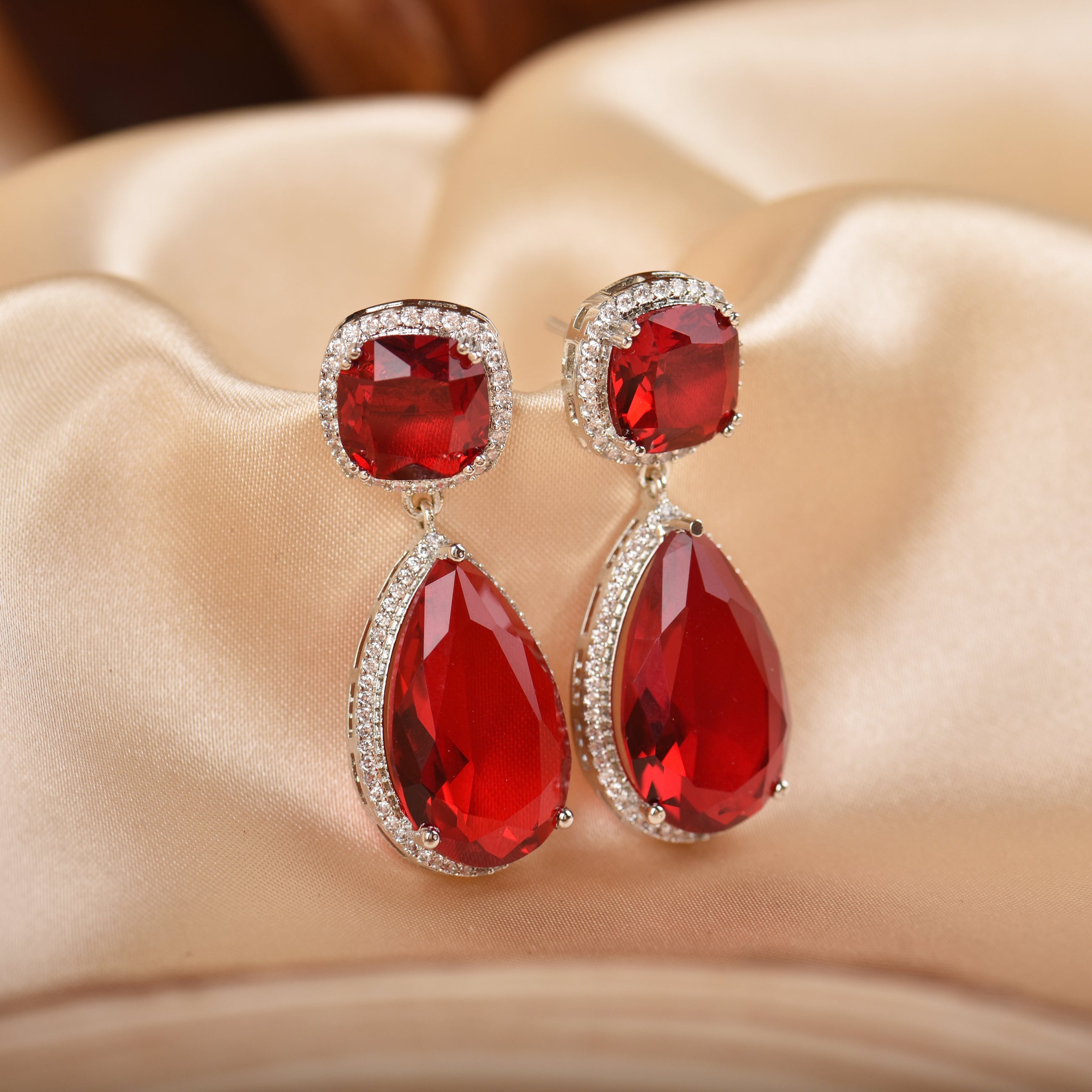 Retro Gemstone & Diamond Earrings