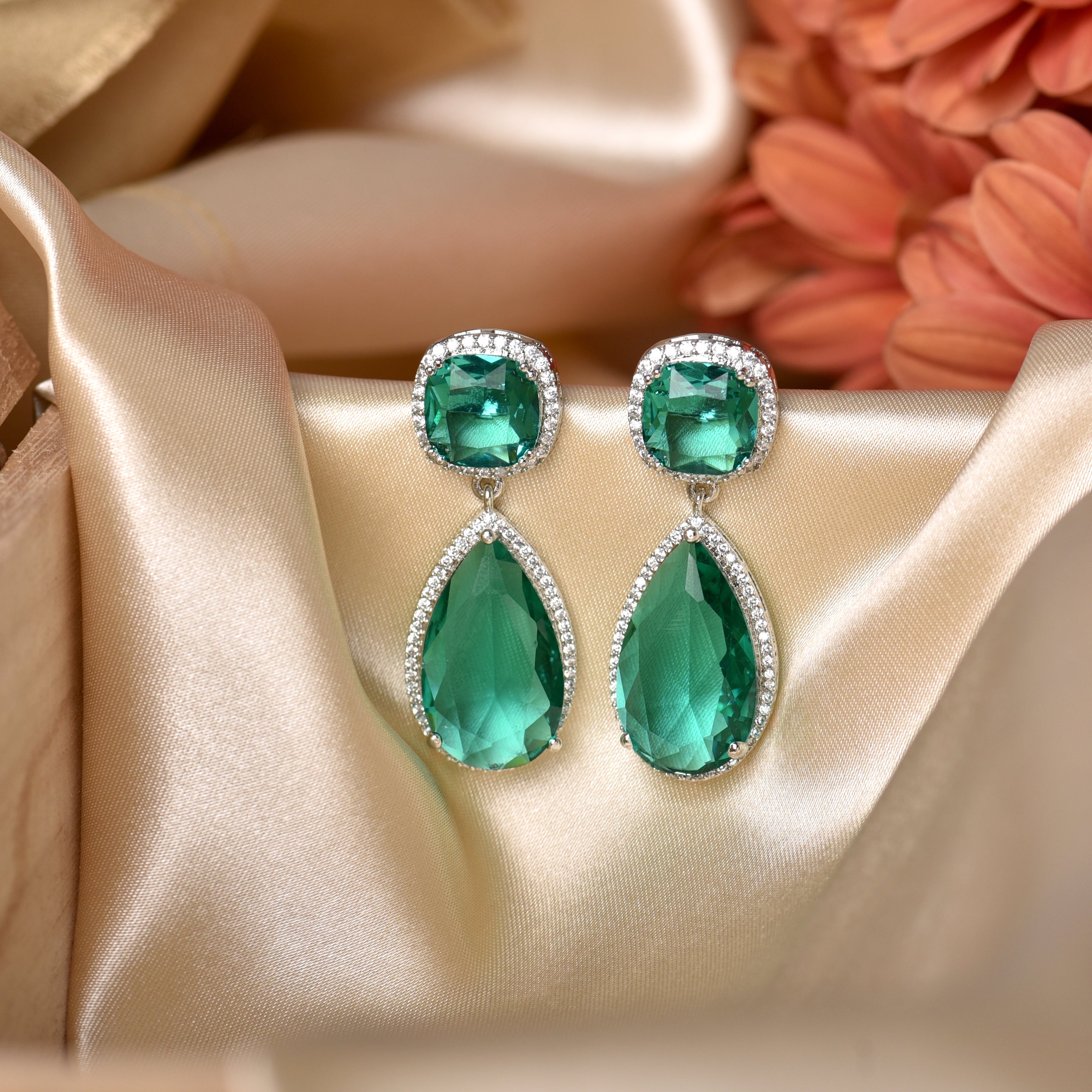 Retro Gemstone & Diamond Earrings