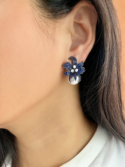 Spring Diamond & Pearl Designer Studs