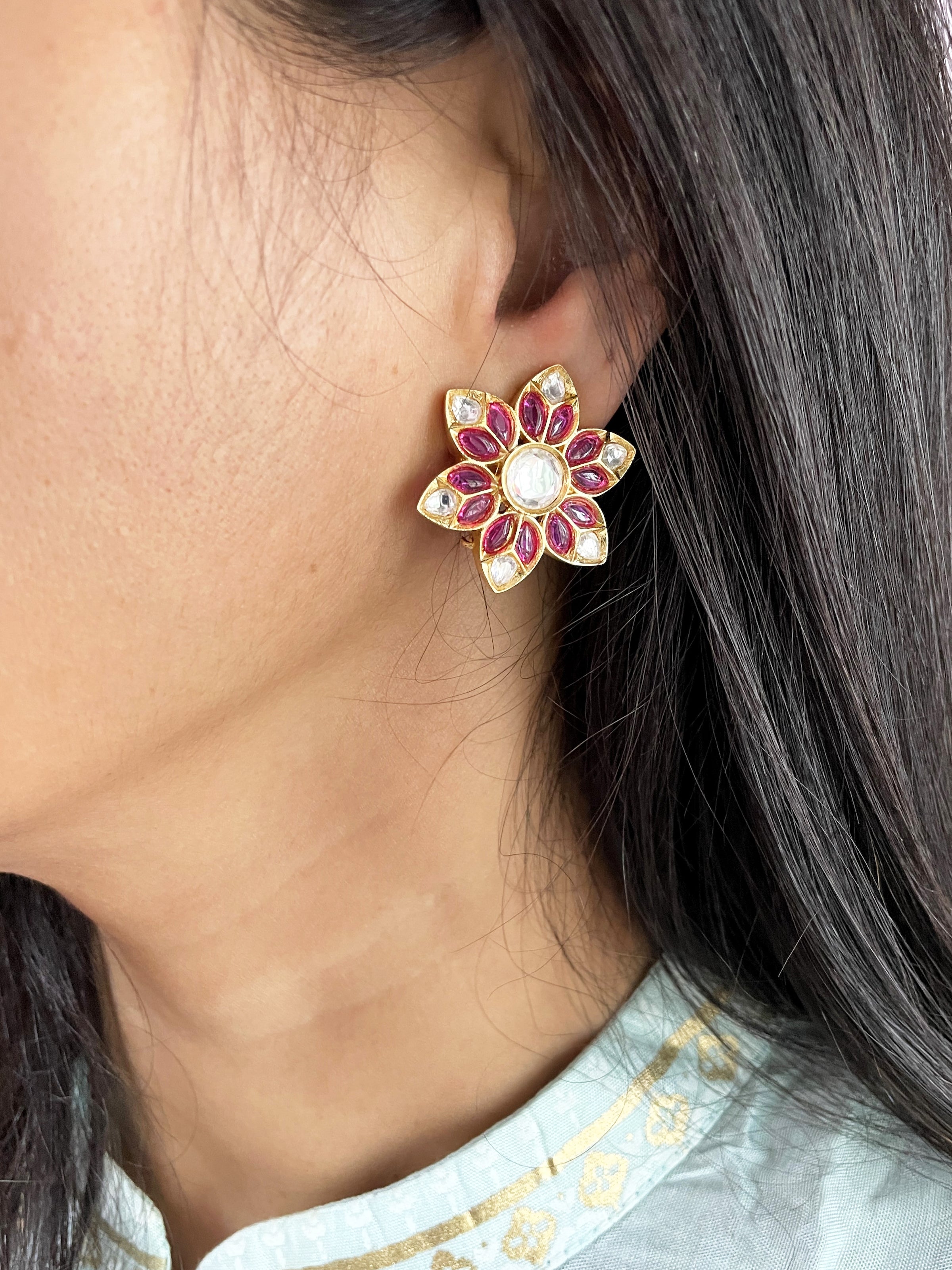 Vama Polki Floral Studs