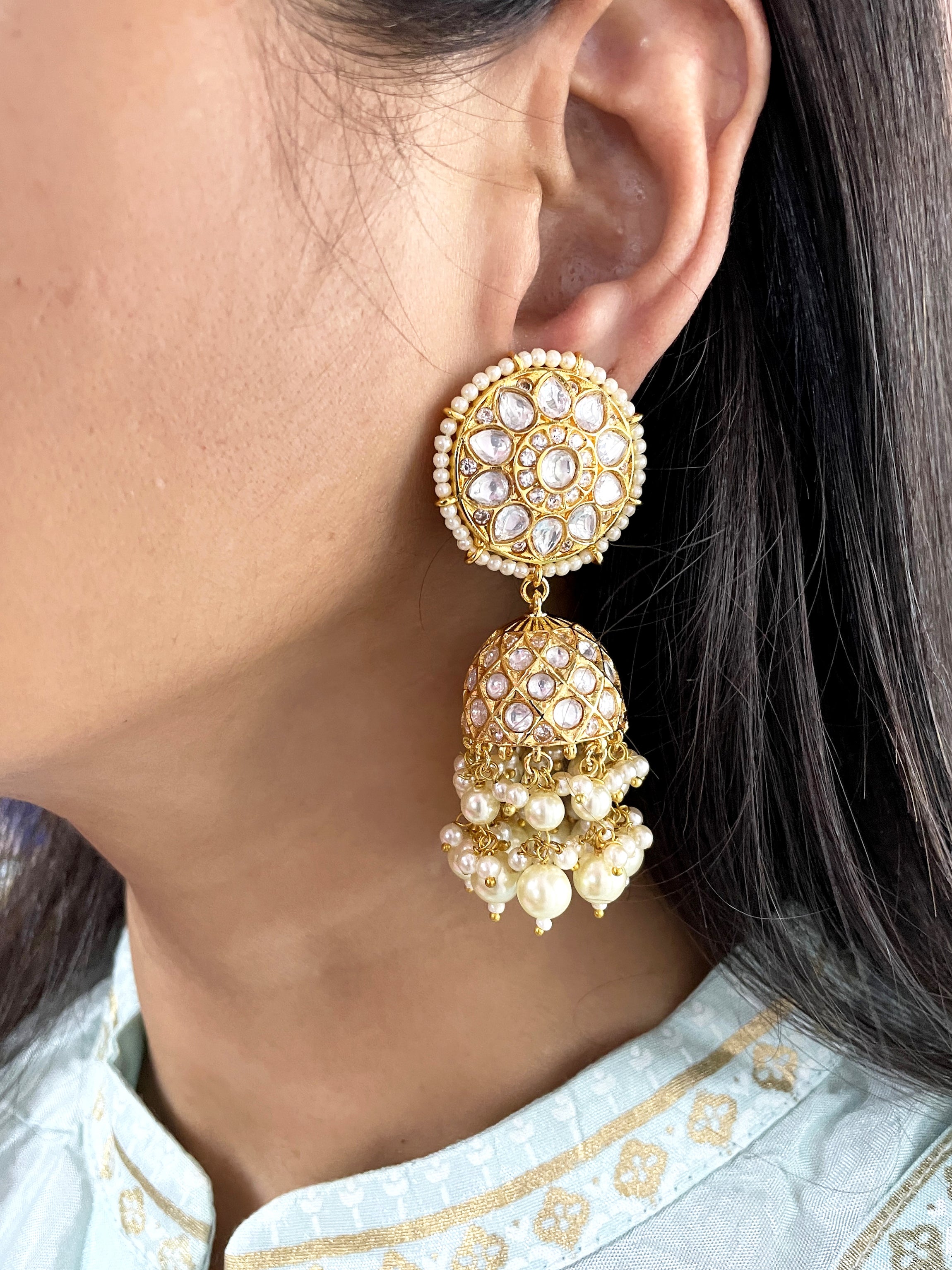 Noor Polki Designer Jhumkas