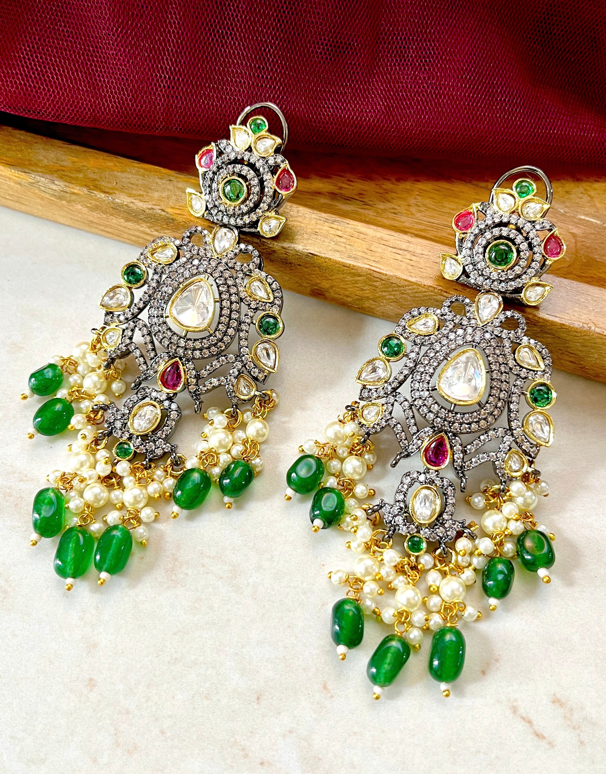Zaha Polki Statement Earrings