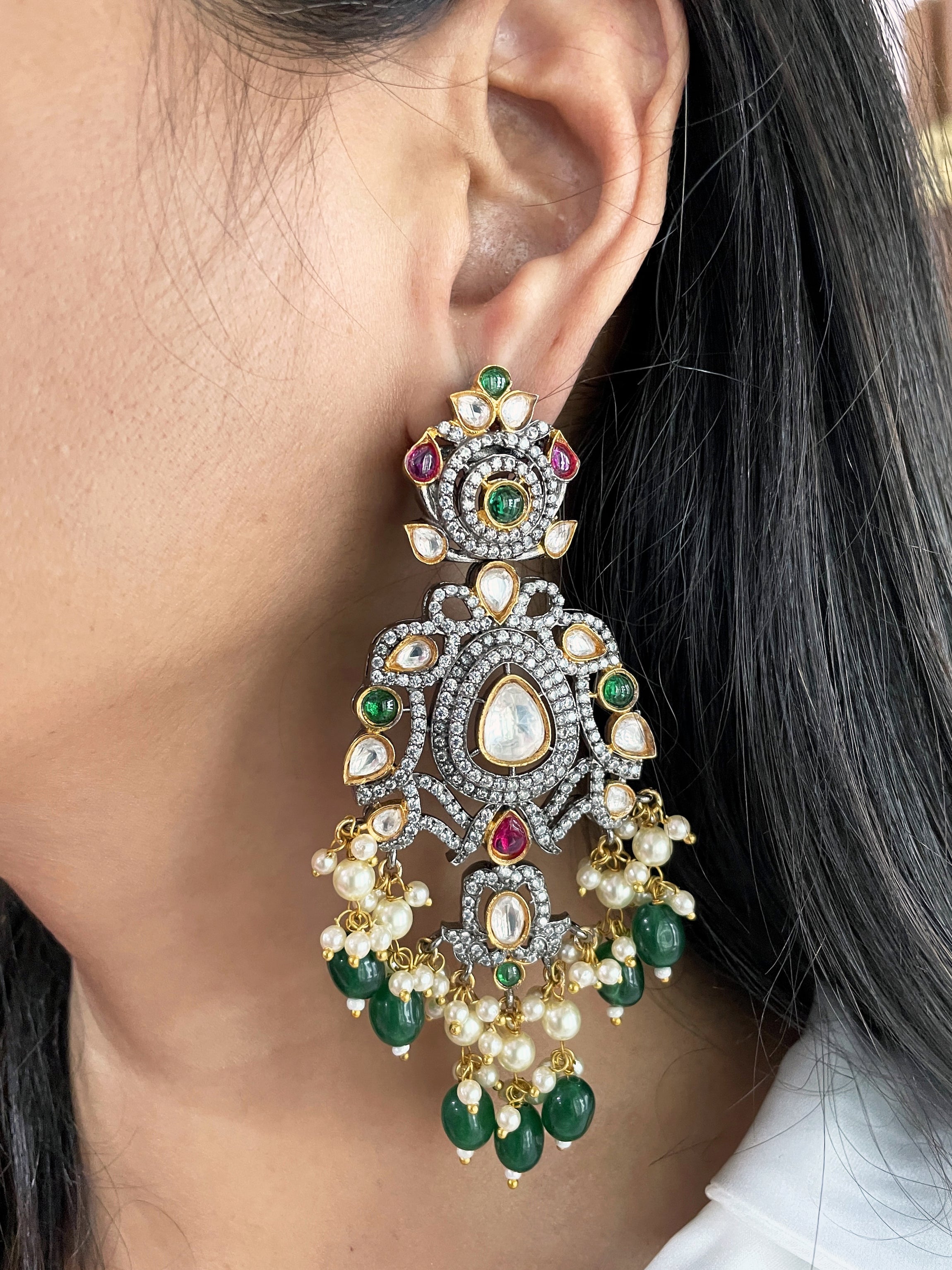 Zaha Polki Statement Earrings