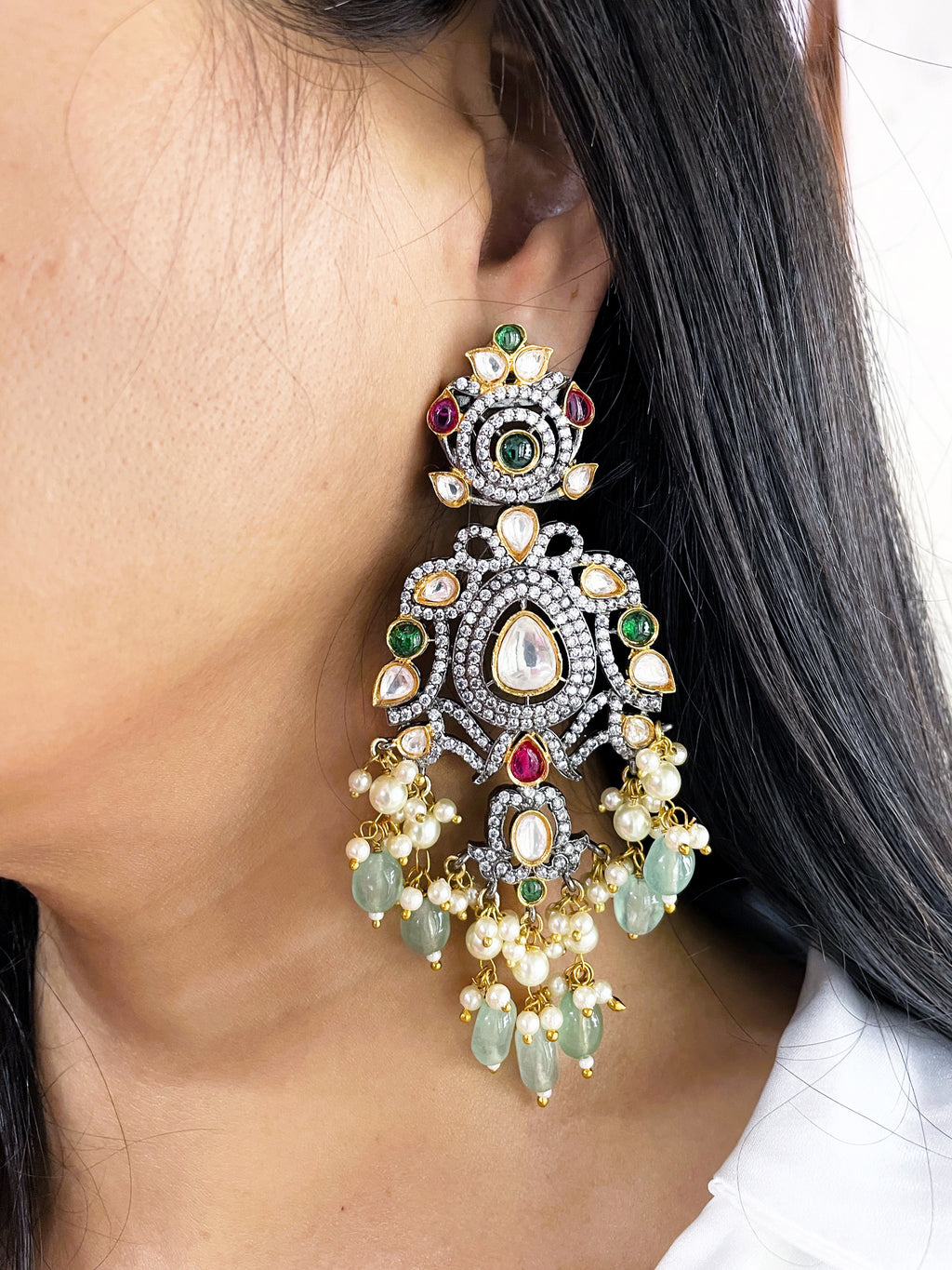 Zaha Polki Statement Earrings