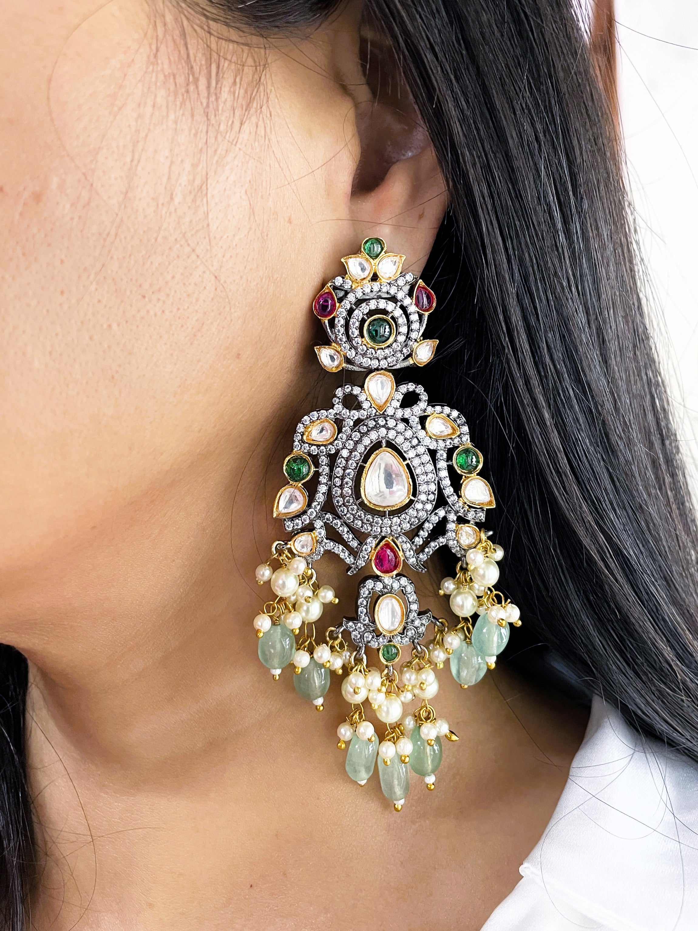 Zaha Polki Statement Earrings