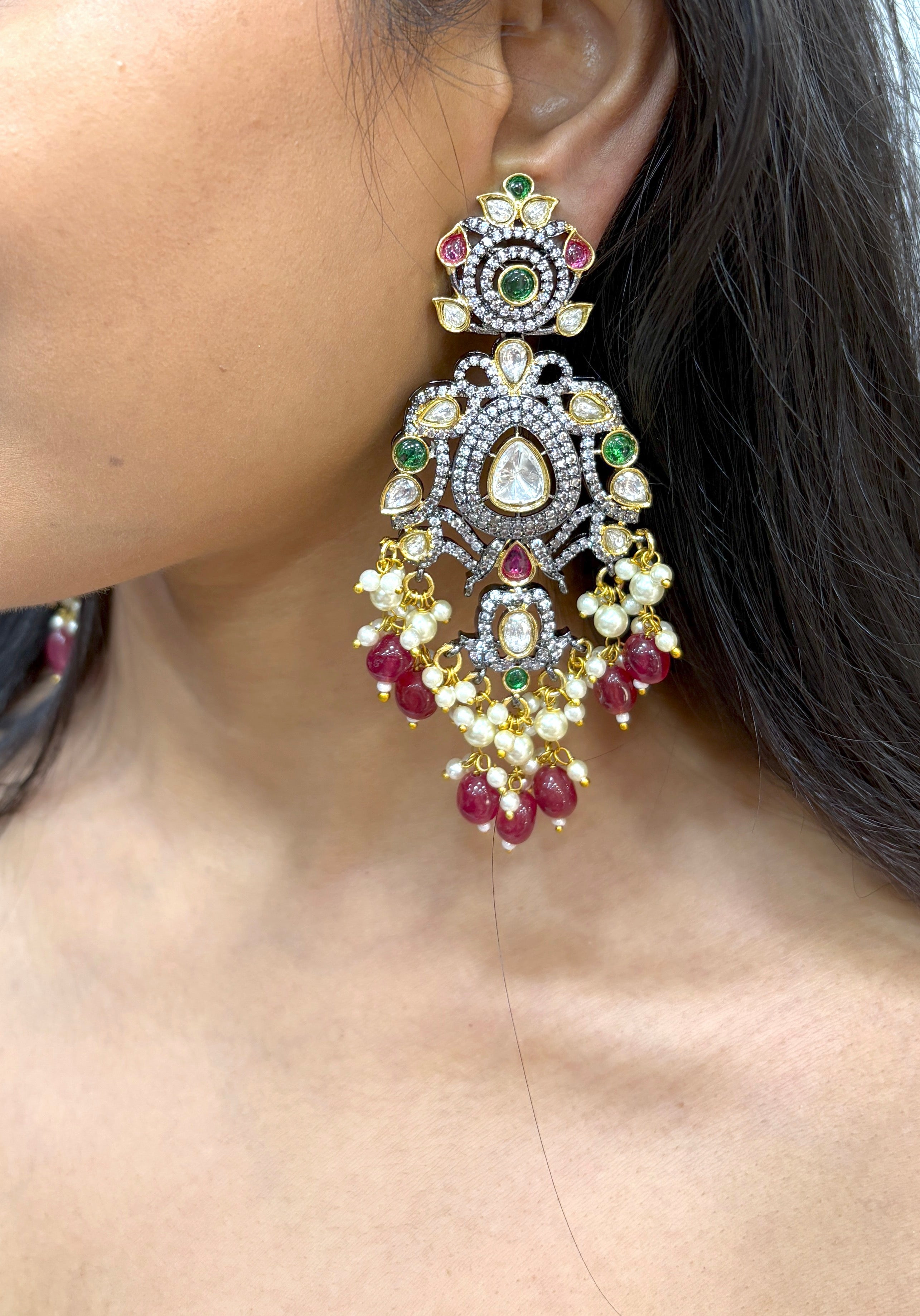 Zaha Polki Statement Earrings