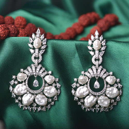 Alexa Baroque Pearl & Diamond Designer Earrings