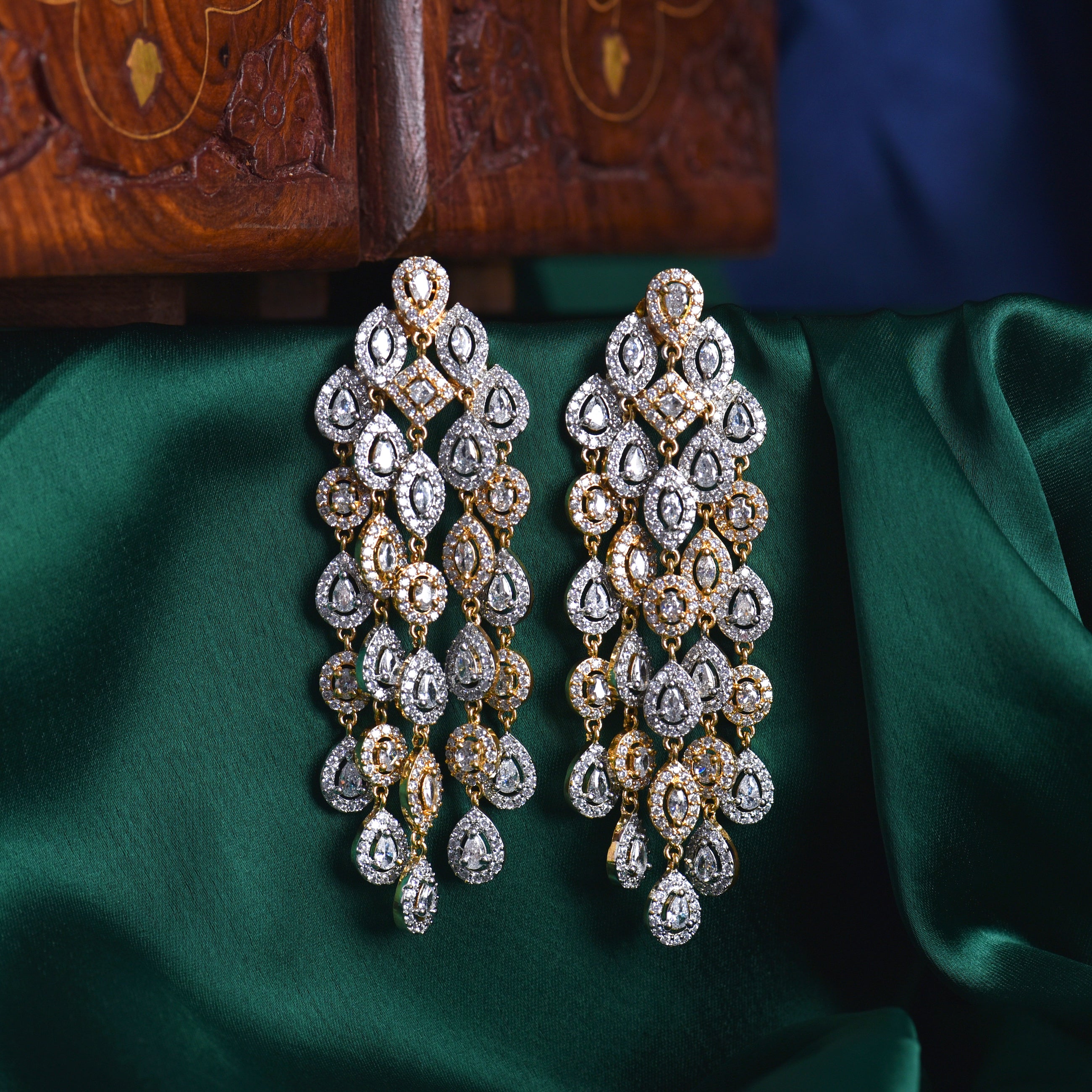Scarlet Diamond Waterfall Statement Earrings