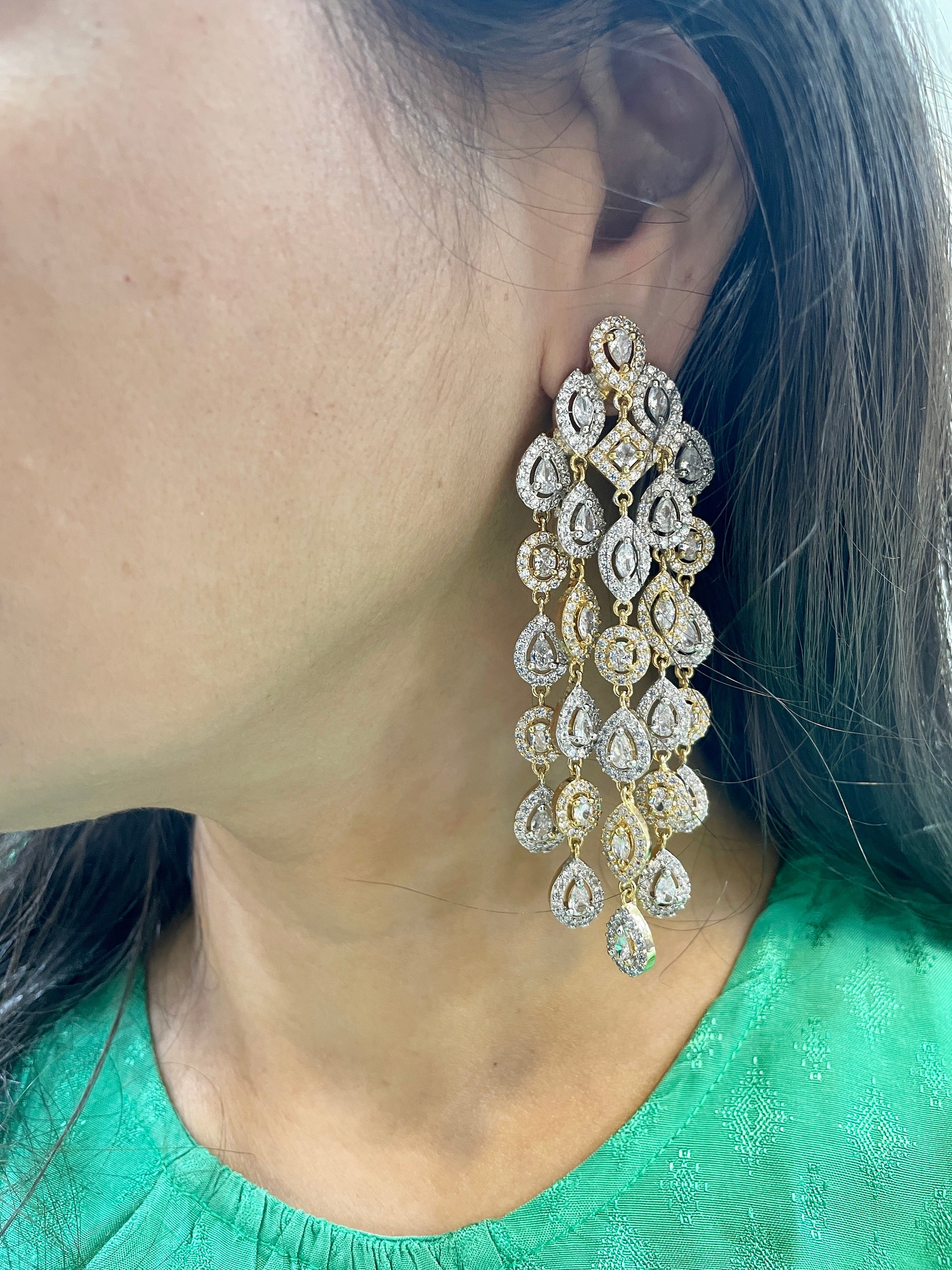 Scarlet Diamond Waterfall Statement Earrings