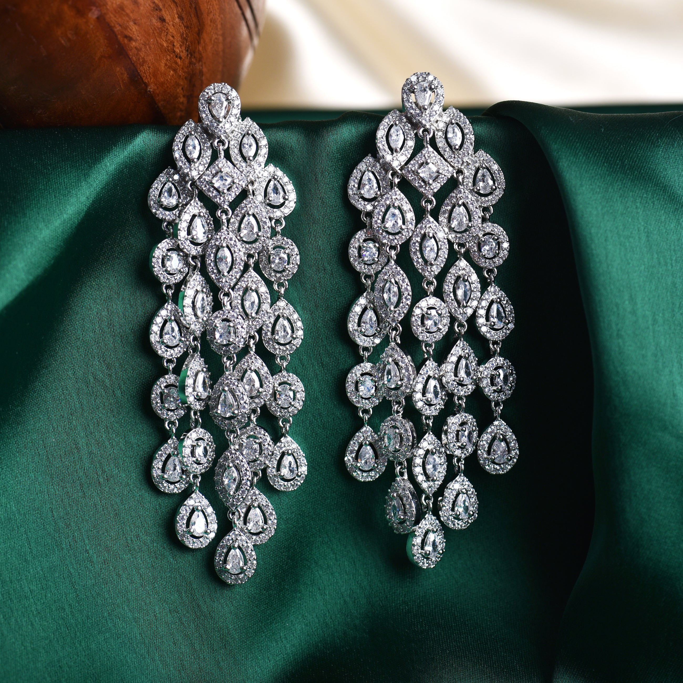Scarlet Diamond Waterfall Statement Earrings