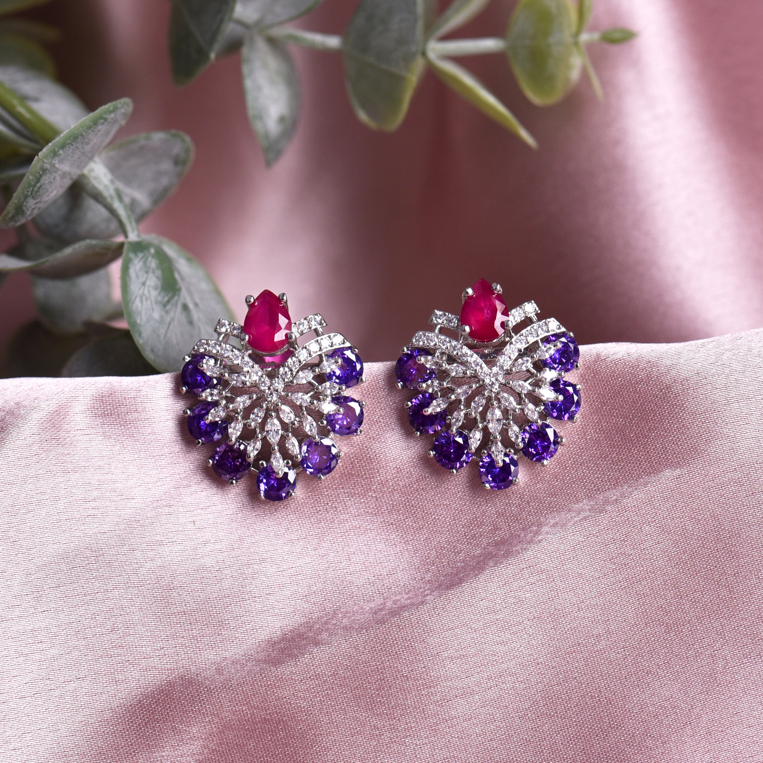 Cherry Diamond Colorful Studs