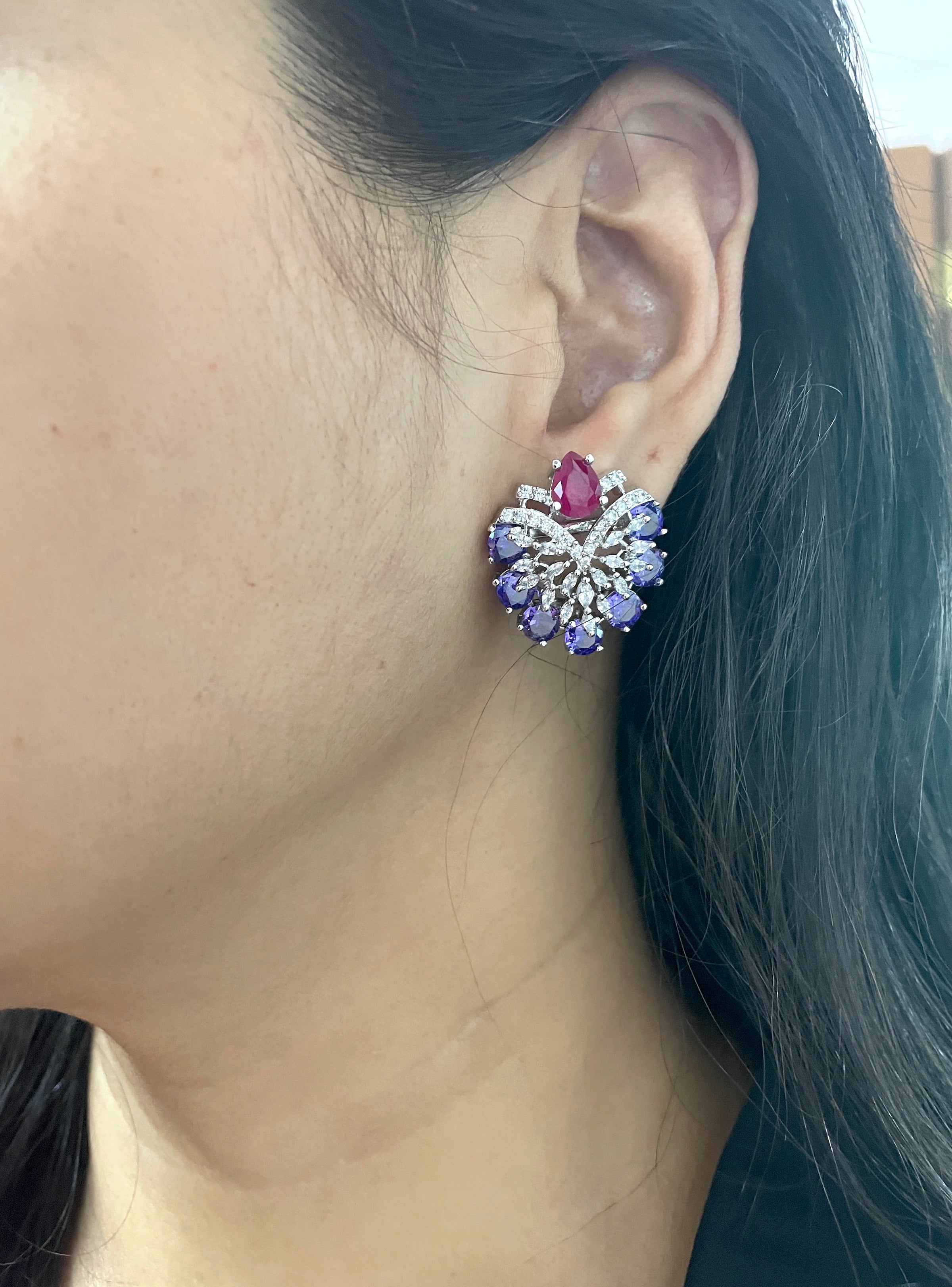 Cherry Diamond Colorful Studs
