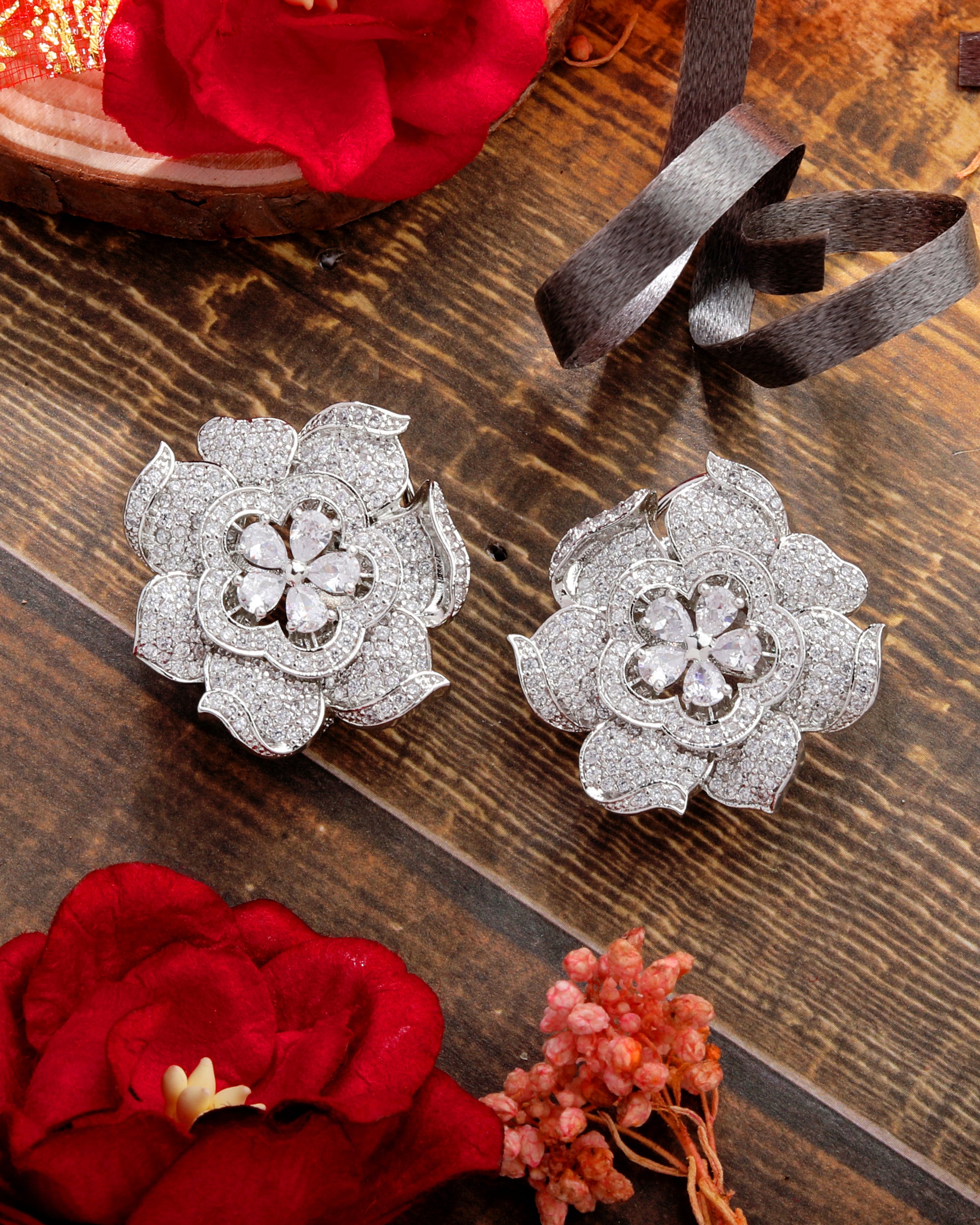 Coral Diamond Designer Studs