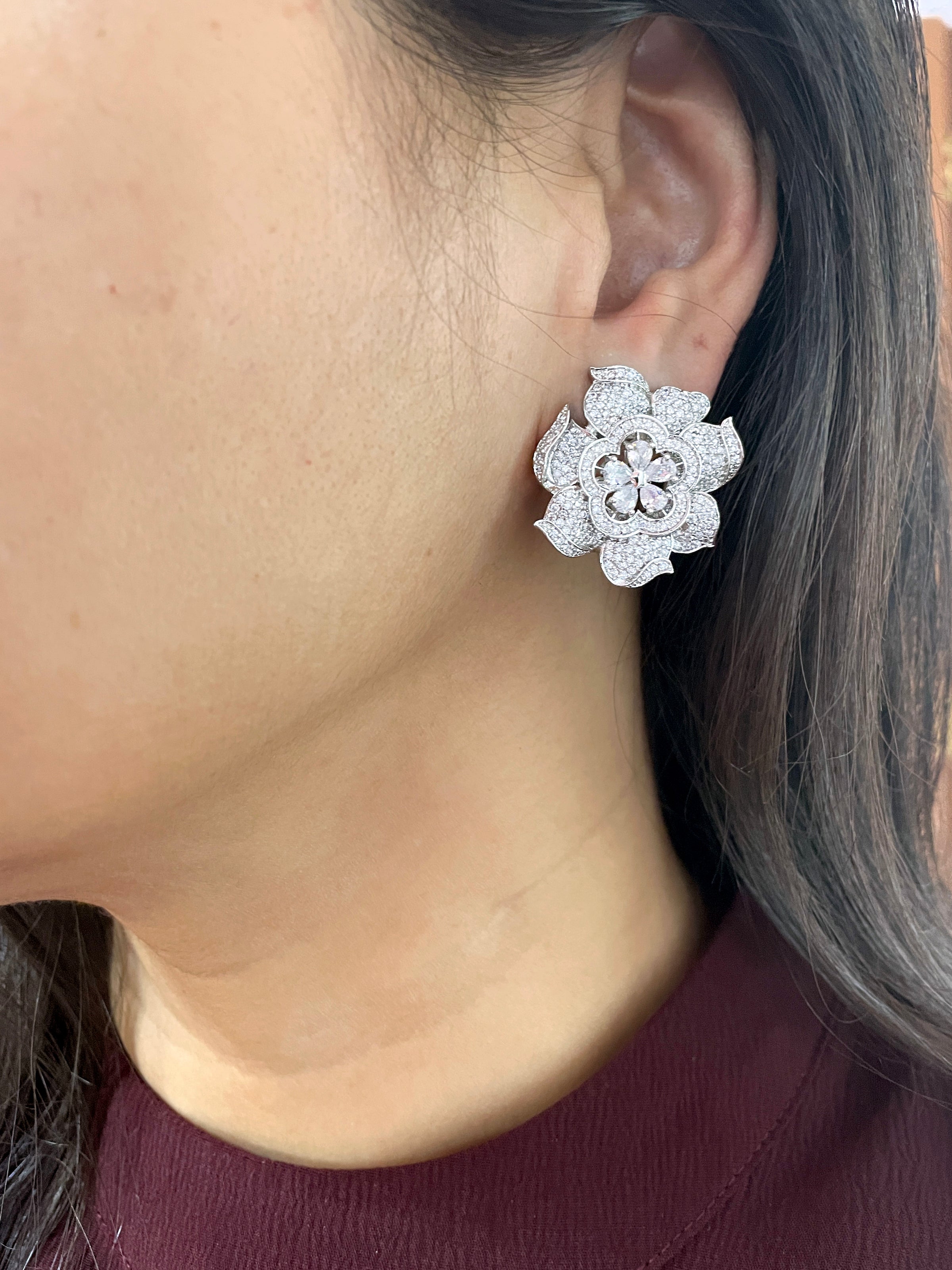 Coral Diamond Designer Studs