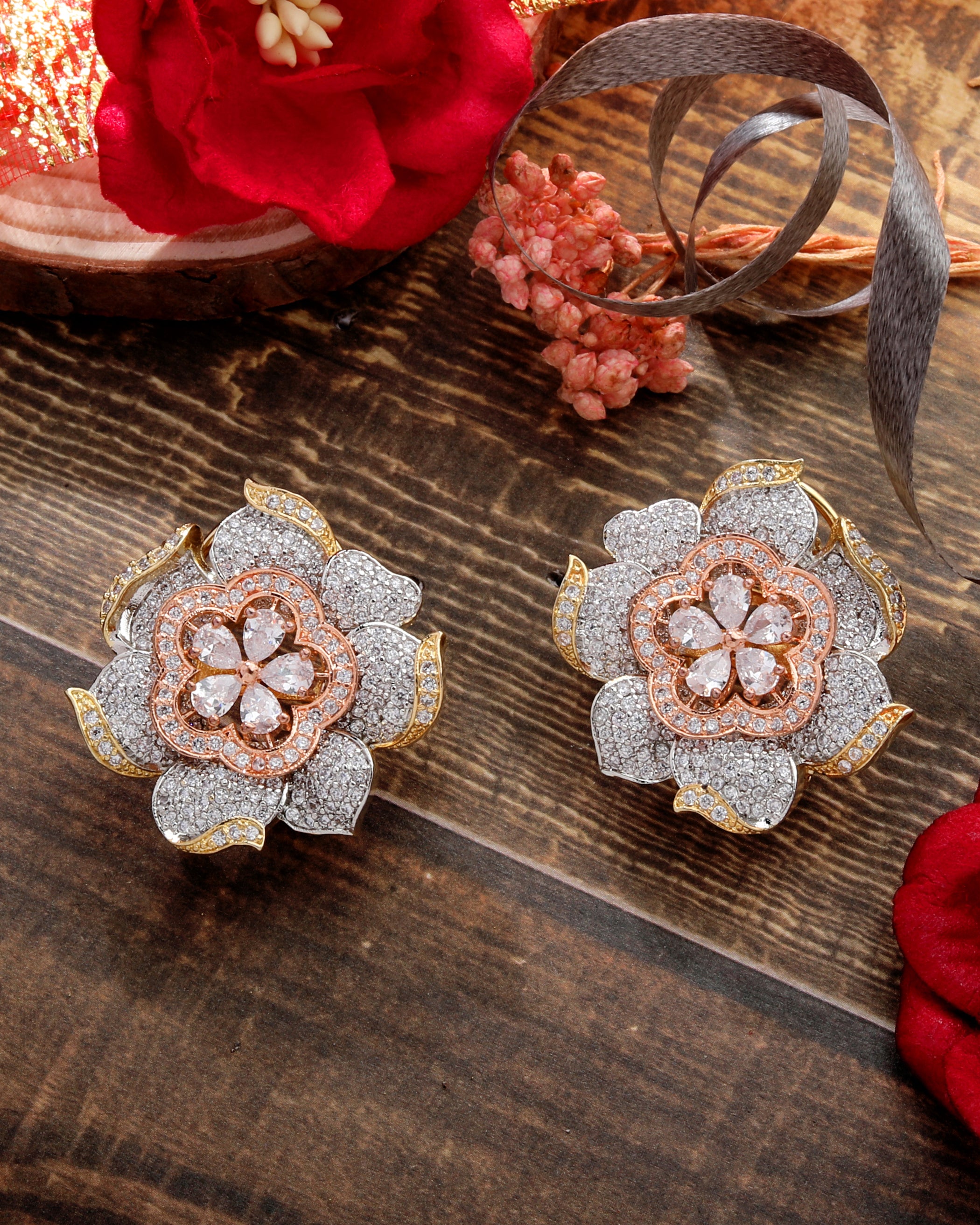 Coral Diamond Designer Studs