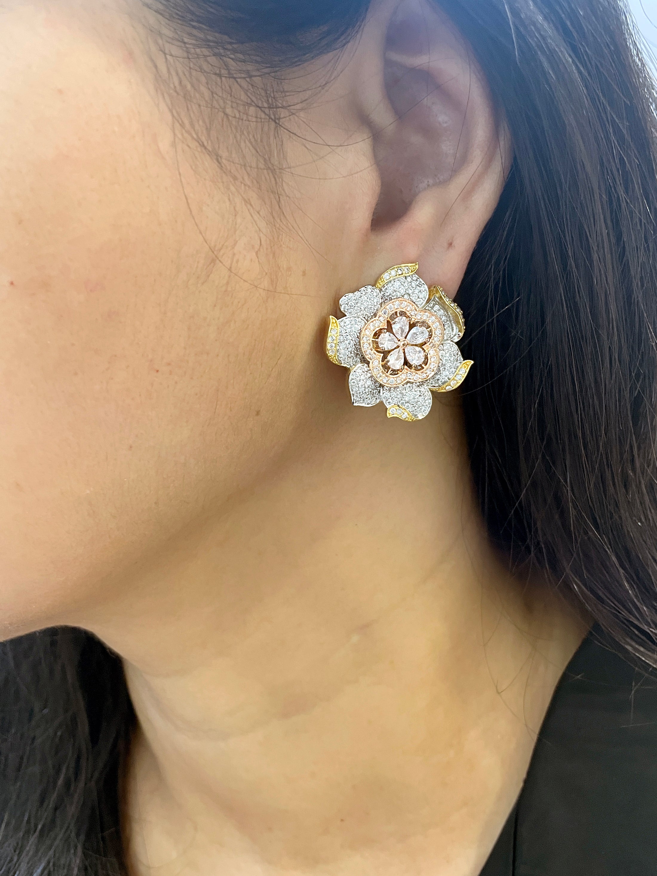 Coral Diamond Designer Studs