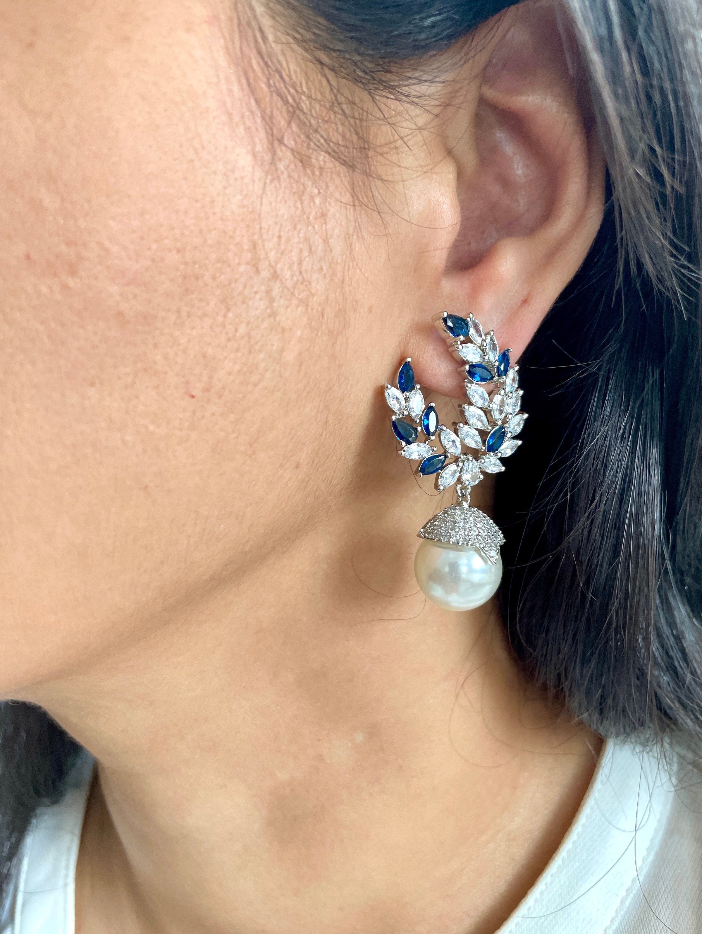 Michelle Diamond & Pearl Drop Earrings
