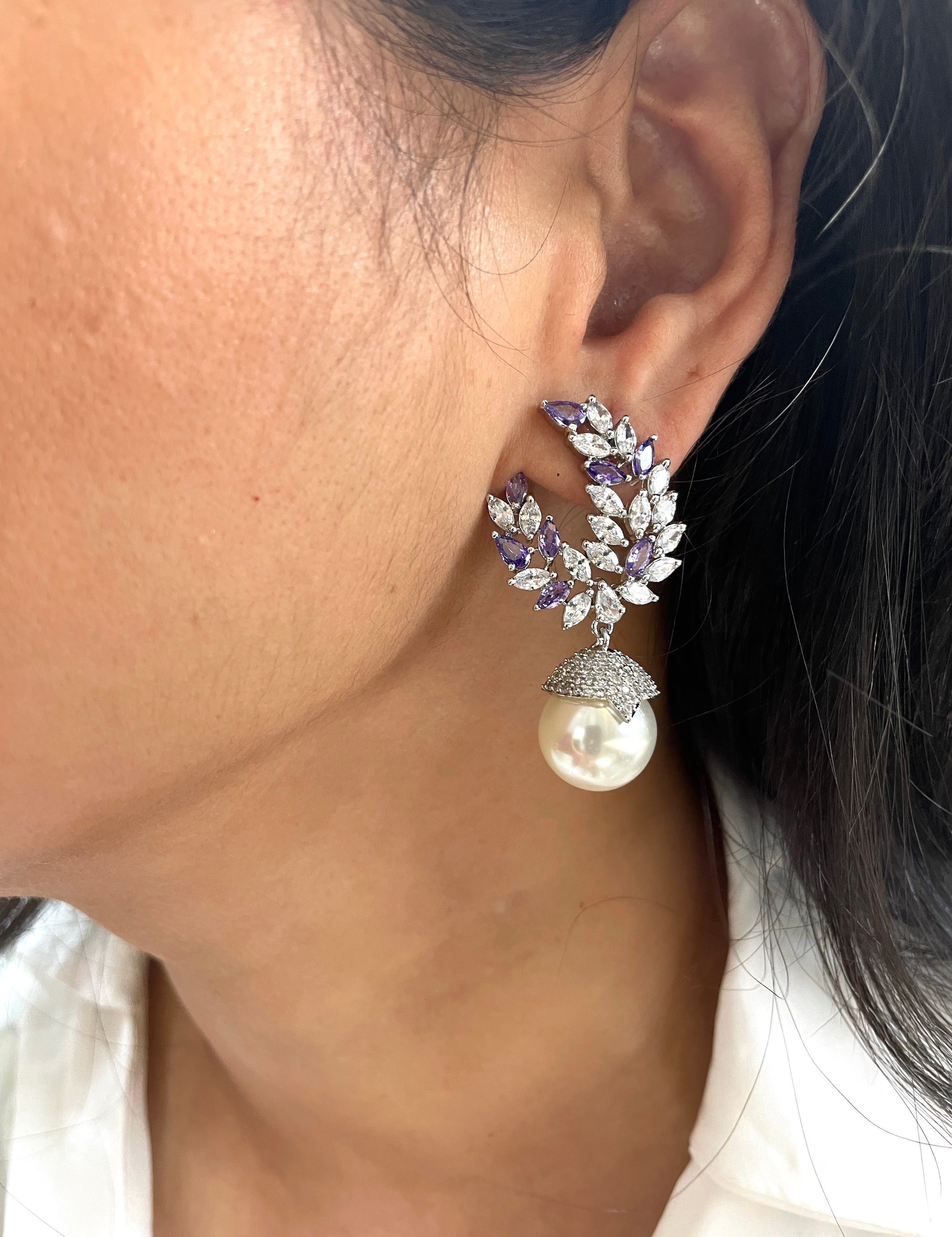 Michelle Diamond & Pearl Drop Earrings